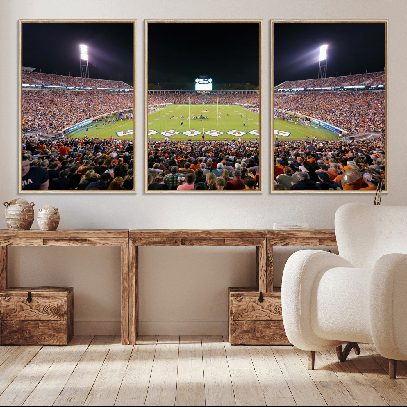 MGV-FC-60X30-3P - Virginia Cavaliers Football Team Print - Charlottesville Scott Stadium Wall Art Canvas Print