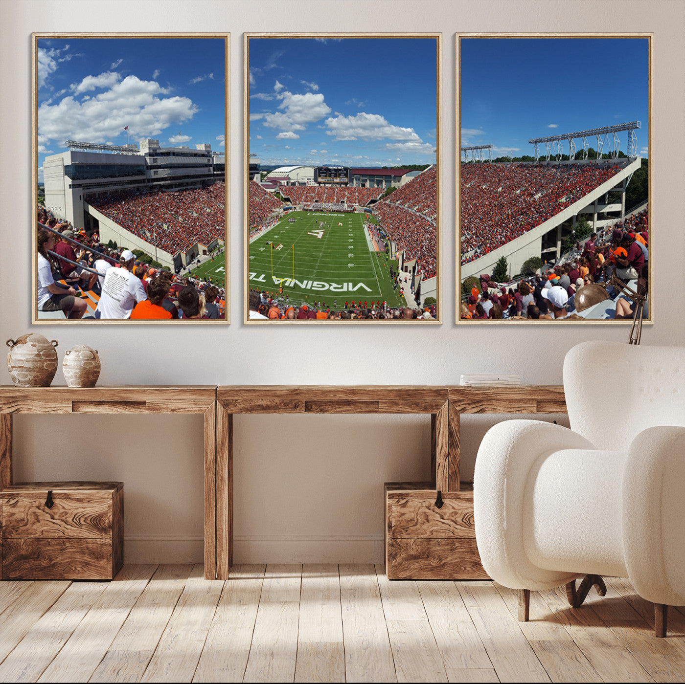 MGV-FC-60X30-3P - Virginia Tech Hokies Football Team Print - Blacksburg Lane Stadium Wall Art Canvas Print