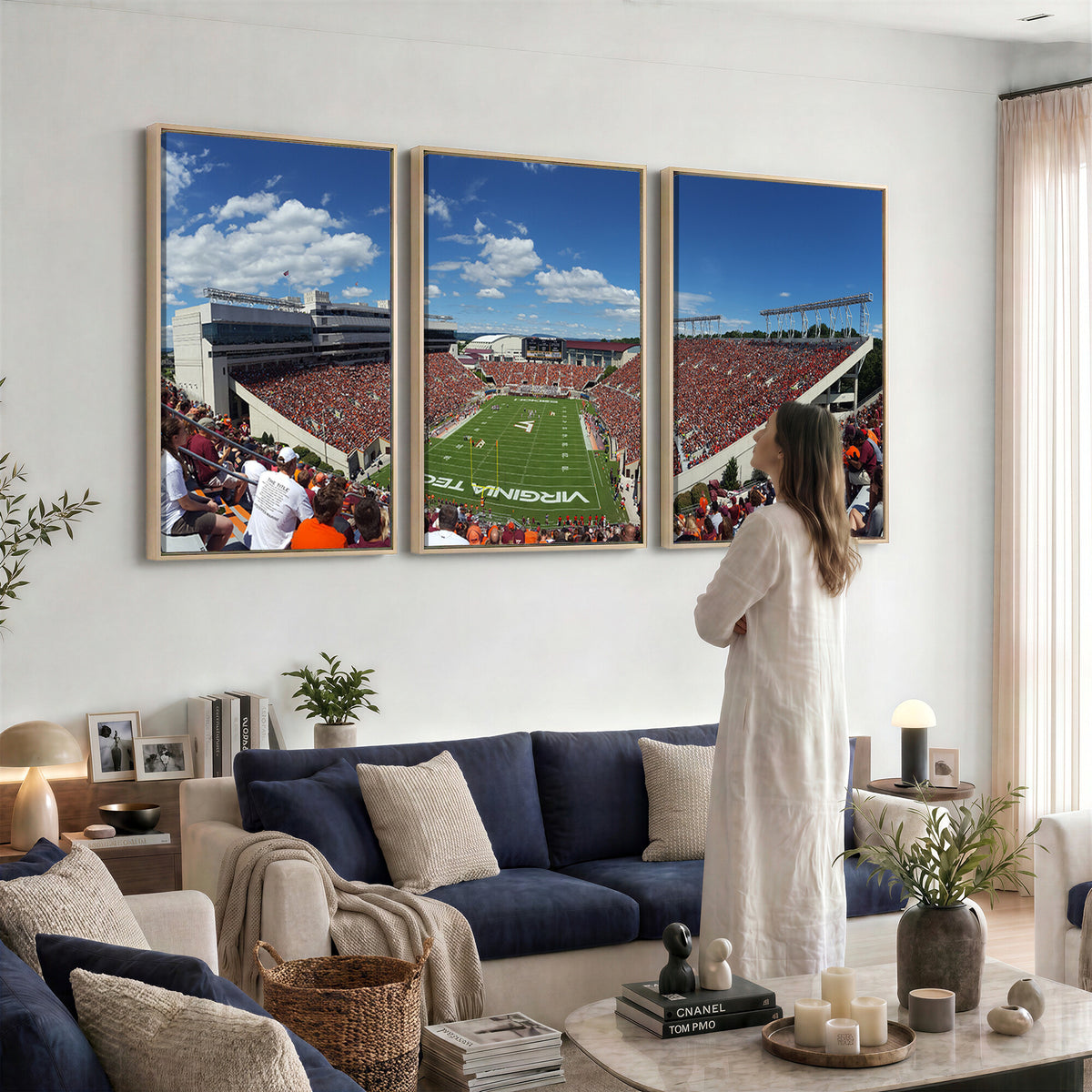 87769-MGV-CV-36X24 - Virginia Tech Hokies Football Team Print - Blacksburg Lane Stadium Wall Art Canvas Print