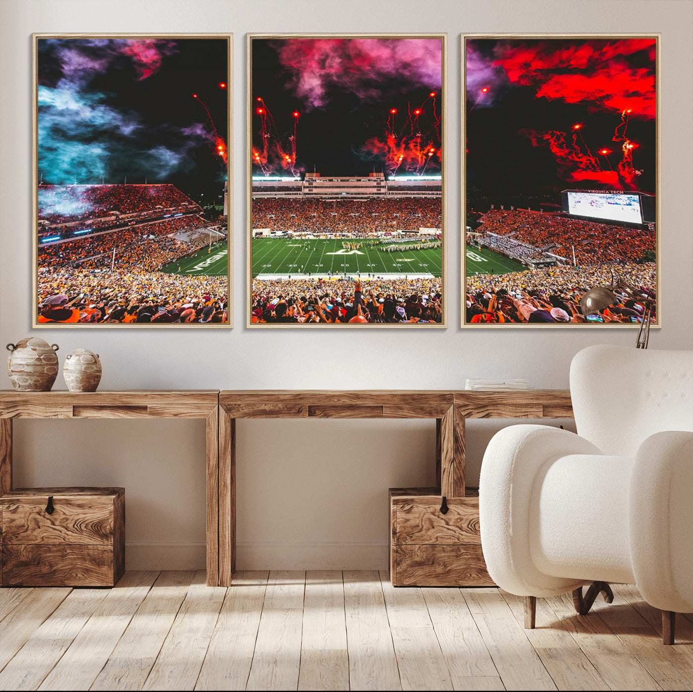 MGV-FC-60X30-3P - Virginia Tech Hokies Football Team Print - Blacksburg Lane Stadium Wall Art Canvas Print