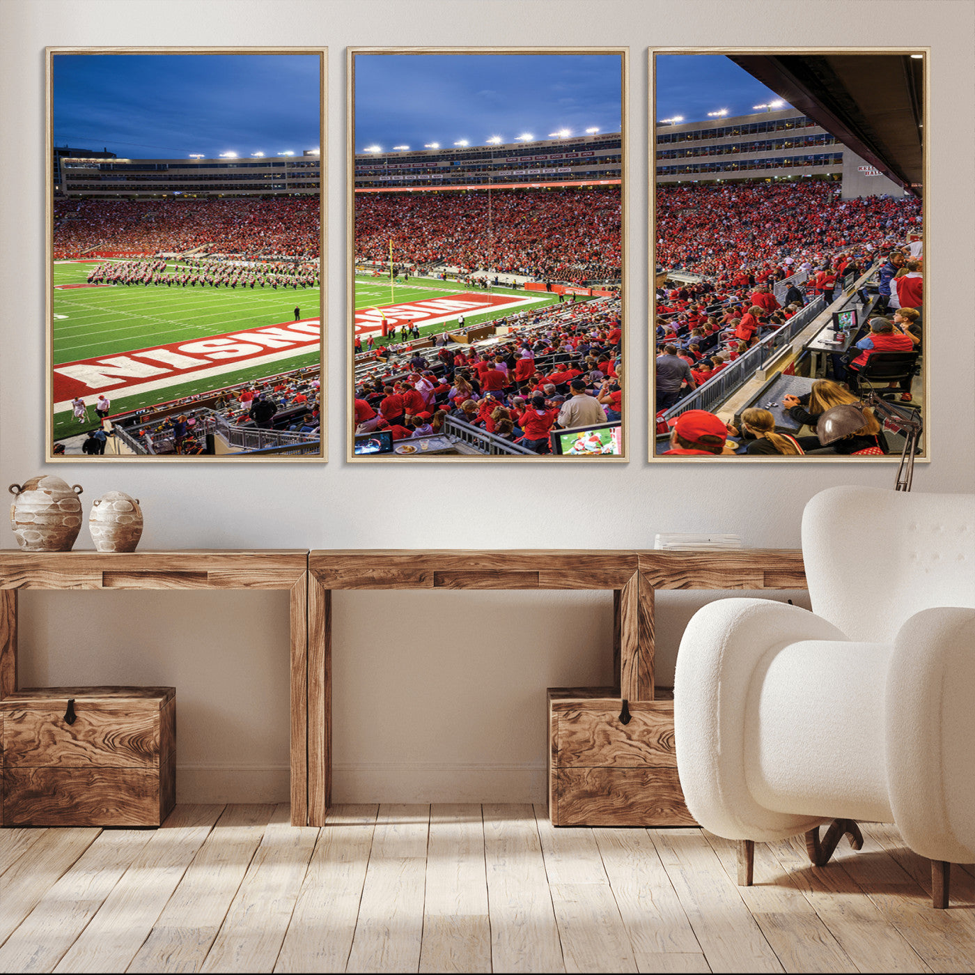 57601-MGV-CV-36X24-Wisconsin Badgers Football Team Print - Madison Camp Randall Stadium Wall Art, Wisconsin Badgers
