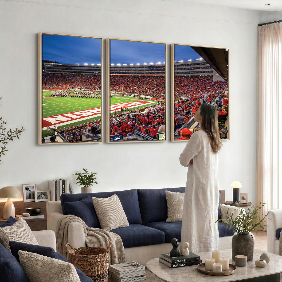 57601-MGV-CV-36X24 - Wisconsin Badgers Football Team Print - Madison Camp Randall Stadium Wall Art, Wisconsin Badgers