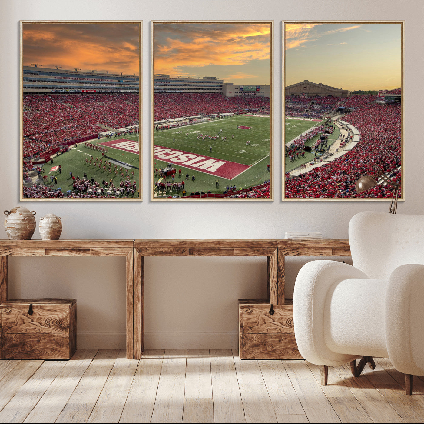 41472-MGV-FC-60X30-3P_Natural-Camp Randall Stadium Wisconsin Badgers Large Wall Art Canvas Print | College Football Stadium Wall