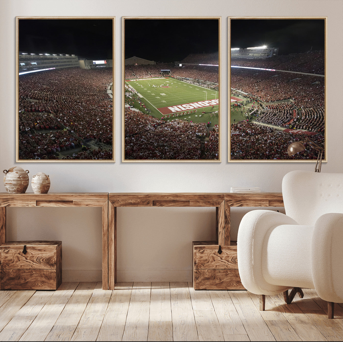 MGV-FC-60X30-3P - Wisconsin Badgers Football Team Print - Madison Camp Randall Stadium Wall Art Canvas Print