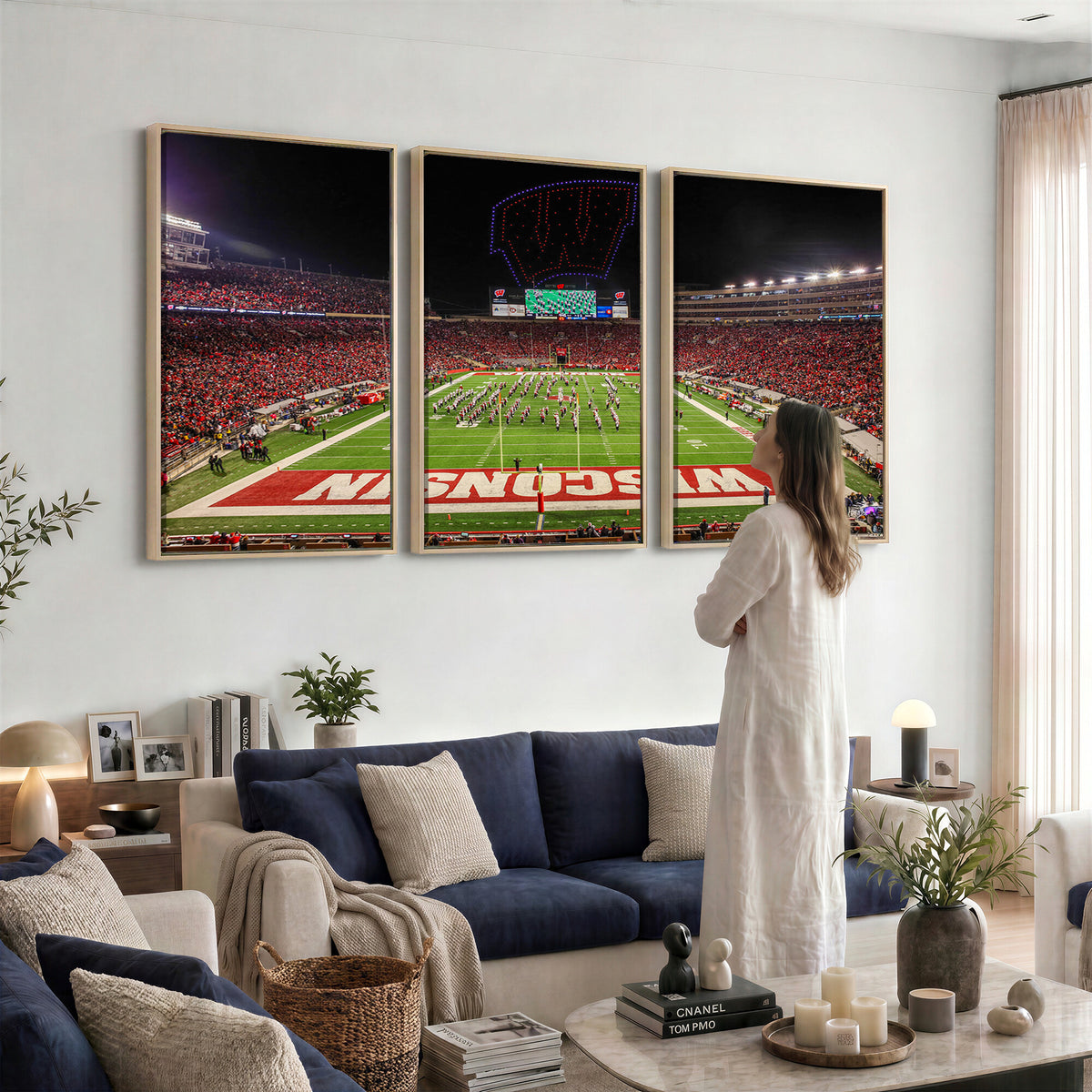34125-MGV-CV-36X24 - Wisconsin Badgers Football Team Print Canvas- Madison Camp Randall Stadium Wall Art Canvas Print