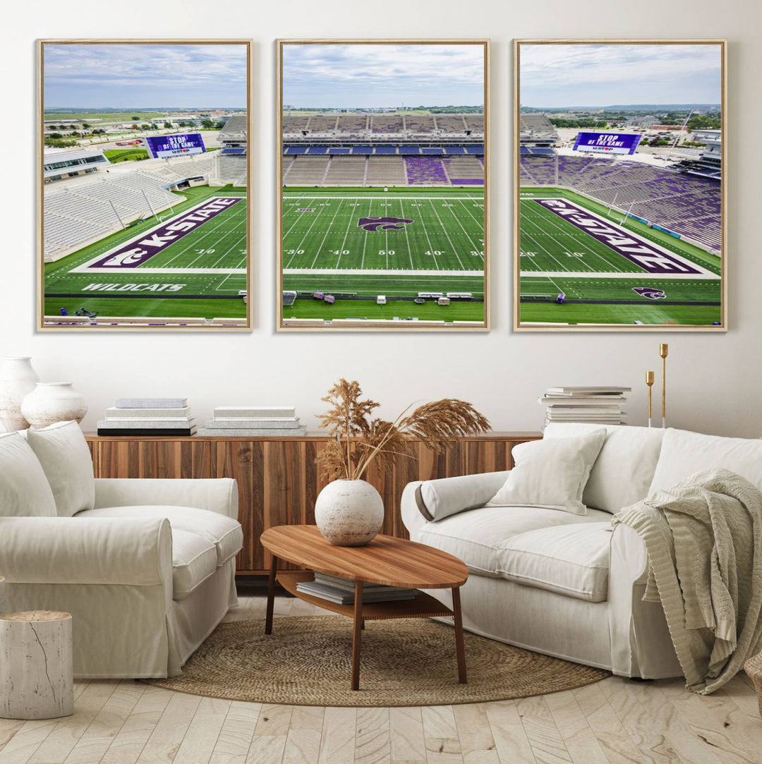 Gallery-quality canvas print featuring the KState Wildcats Football Team at Bill Snyder Family Stadium, Manhattan.