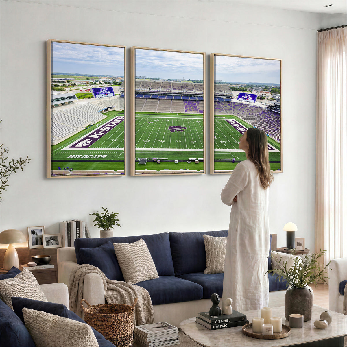 29452-MGV-CV-36X24 - KState Wildcats Football Team Print - Manhattan Bill Snyder Family Football Stadium Wall Art Canvas