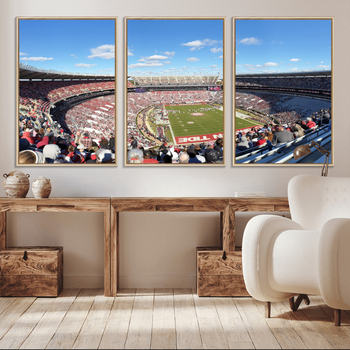 MGV-FC-60X30-3P - University of Alabama Crimson Tide Print Wall Art - Tuscaloosa Bryant-Denny Stadium Wall Art Canvas