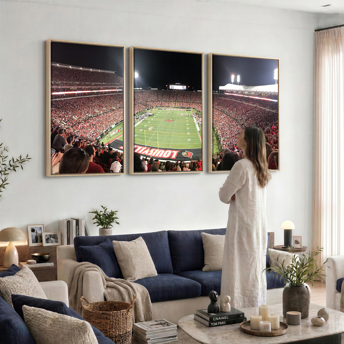 52267-MGV-CV-36X24 - University of Louisville Cardinals Football Team Print - Louisville Cardinal Stadium Wall Art Canvas