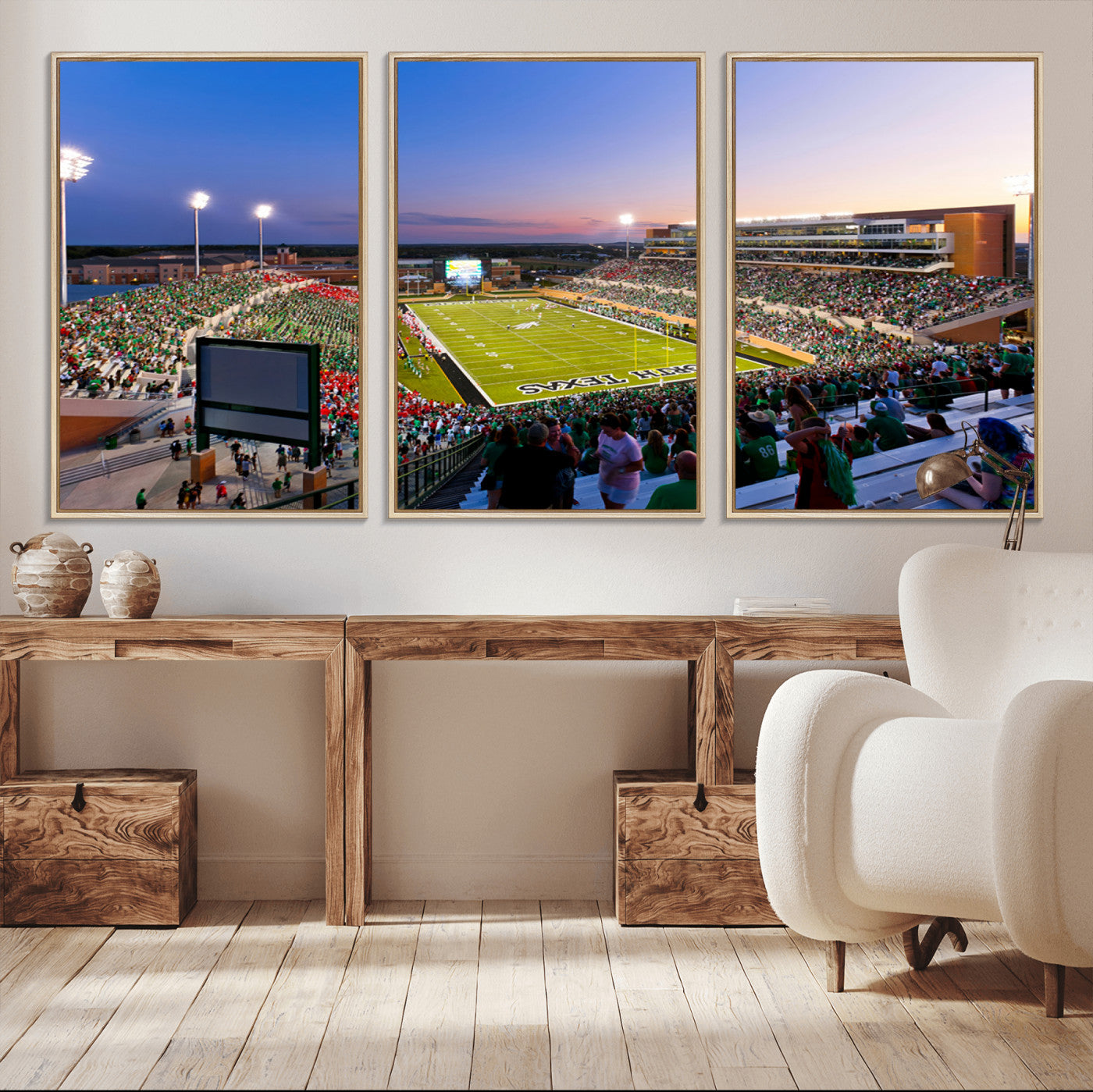 MGV-FC-60X30-3P - University of North Texas Mean Green Football Team Print - Denton DATCU Stadium Canvas Print Wall
