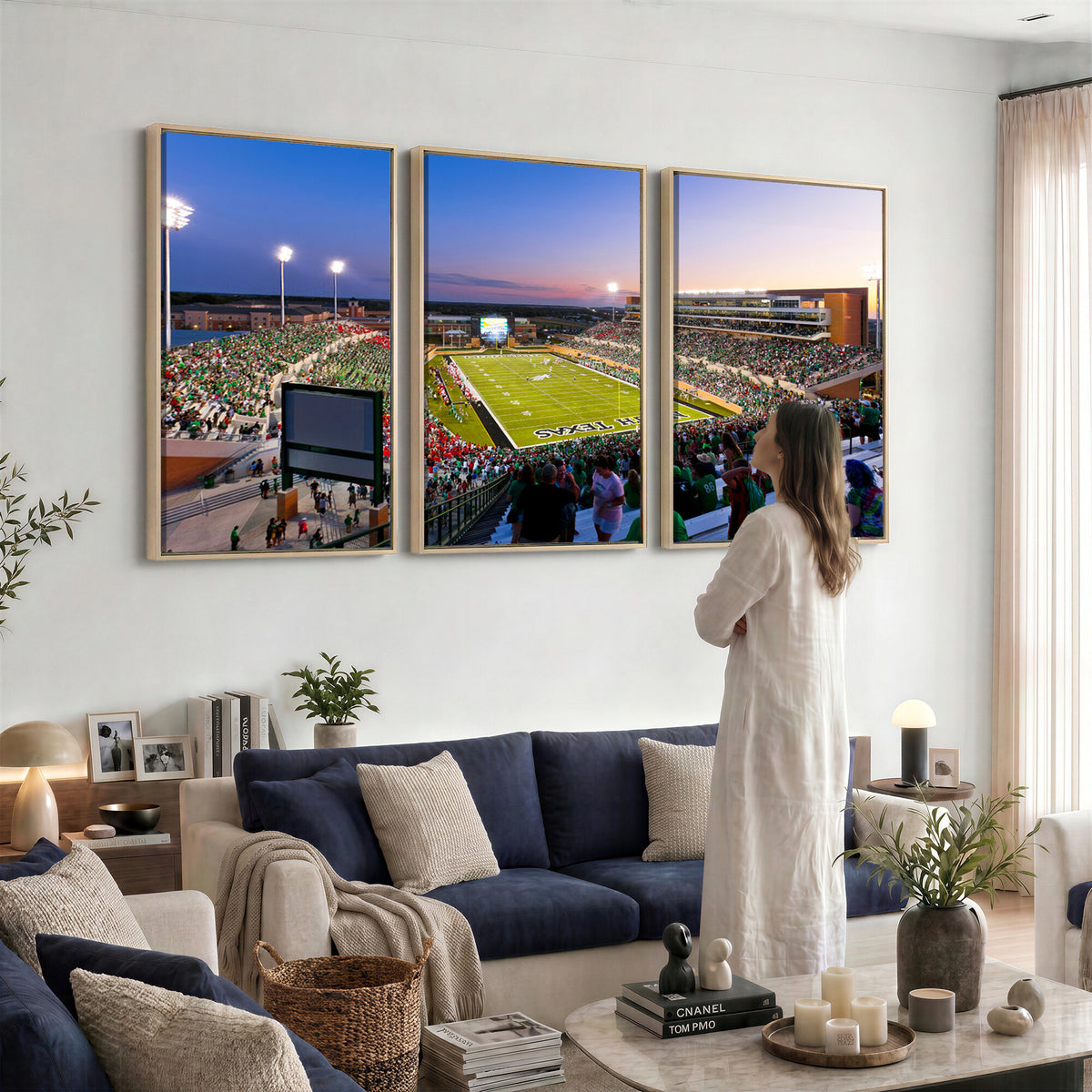81582-MGV-CV-36X24 - University of North Texas Mean Green Football Team Print - Denton DATCU Stadium Wall Art Canvas