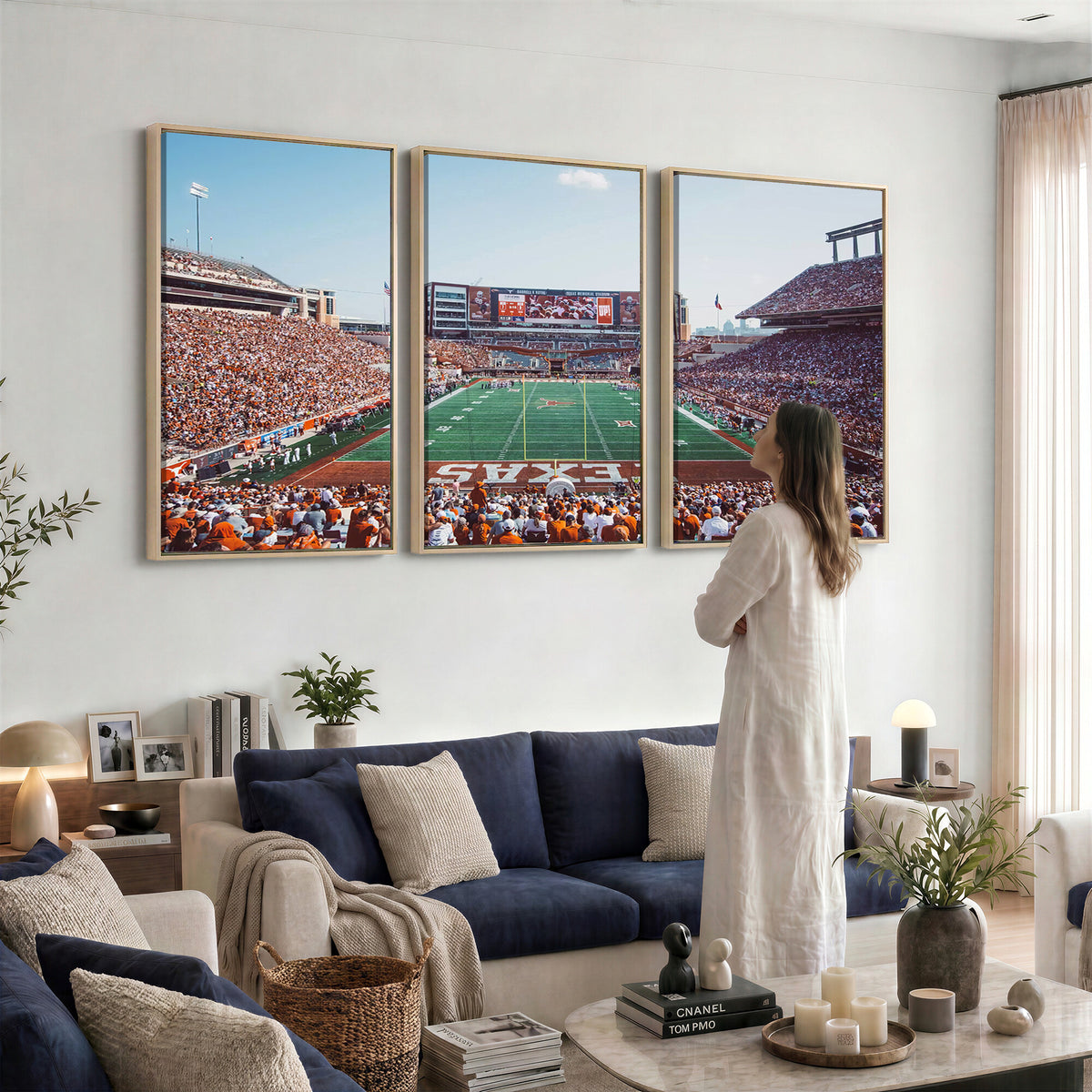 14826-MGV-CV-36X24 - Framed Texas Memorial Stadium Canvas, University of Texas Longhorns Football Team Print - Austin