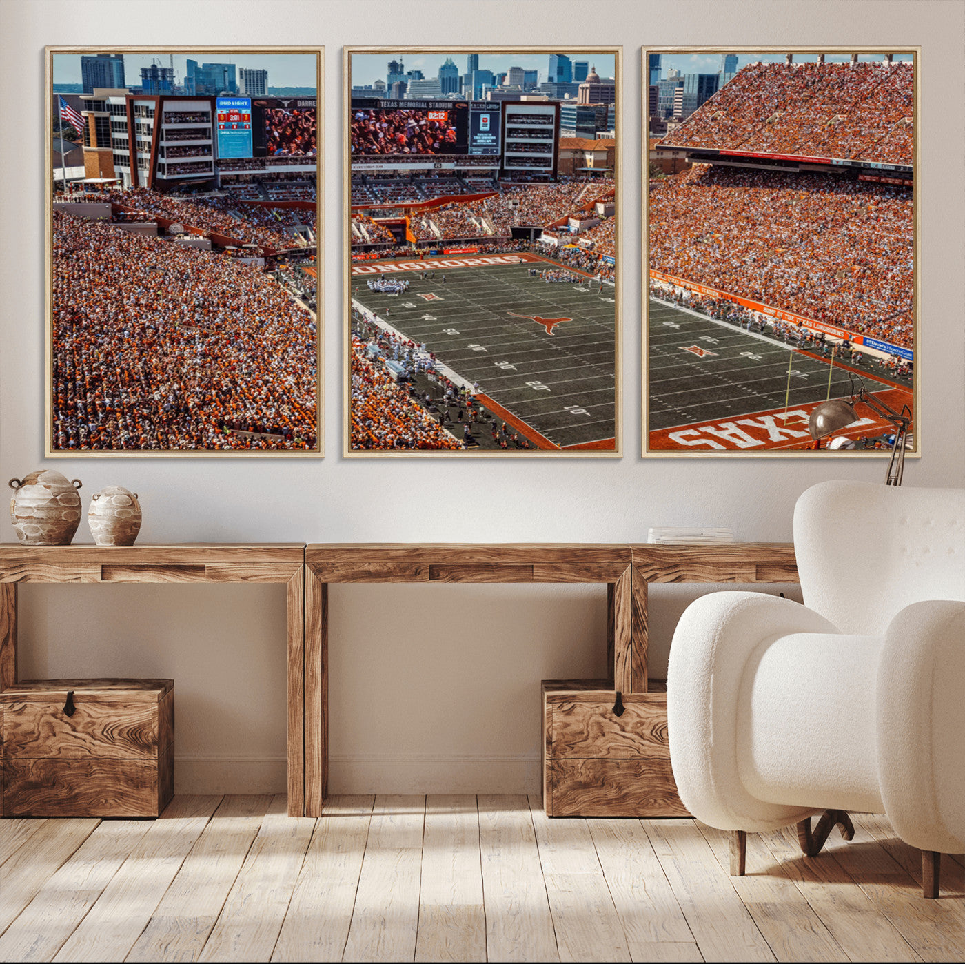 MGV-FC-60X30-3P - University of Texas Longhorns Football Team Print - Austin Darrell K Royal-Texas Memorial Stadium