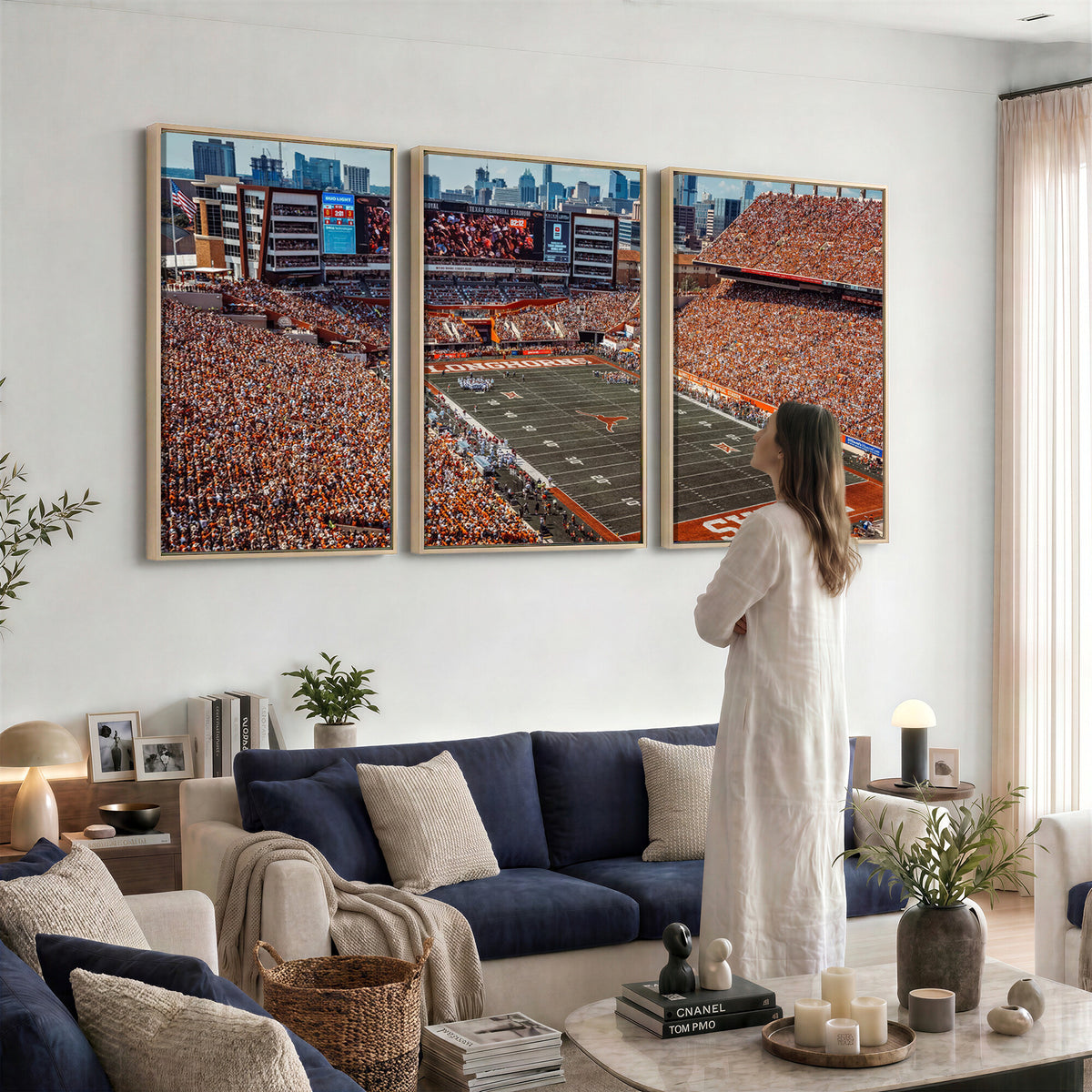 92103-MGV-CV-36X24 - University of Texas Longhorns Football Team Print - Austin Darrell K Royal-Texas Memorial Stadium