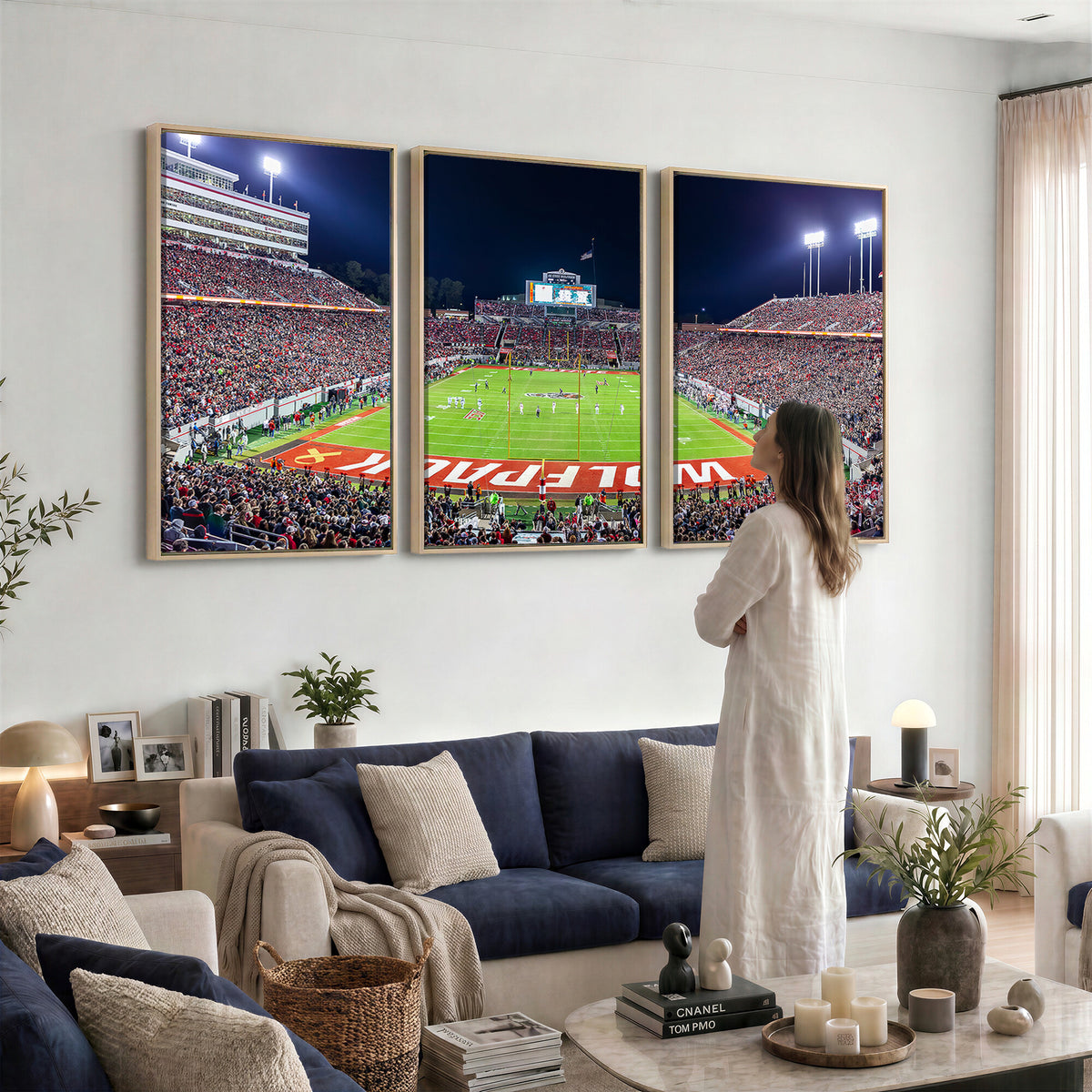 80943-MGV-CV-36X24 - Wolfpack Football Team Print - Raleigh Carter-Finley Stadium Wall Art Canvas Print