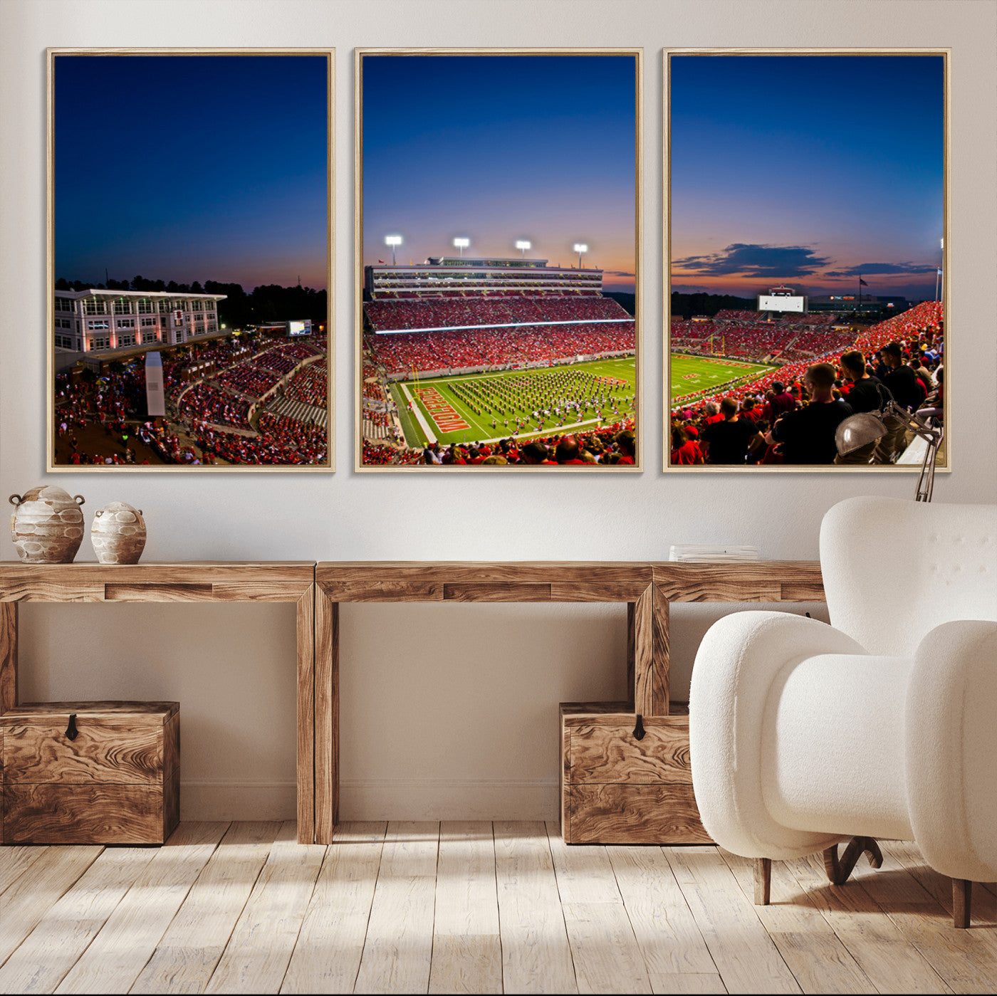 MGV-FC-60X30-3P - Wolfpack Football Team Wall Art Print - Raleigh Carter-Finley Stadium Wall Art Canvas Print
