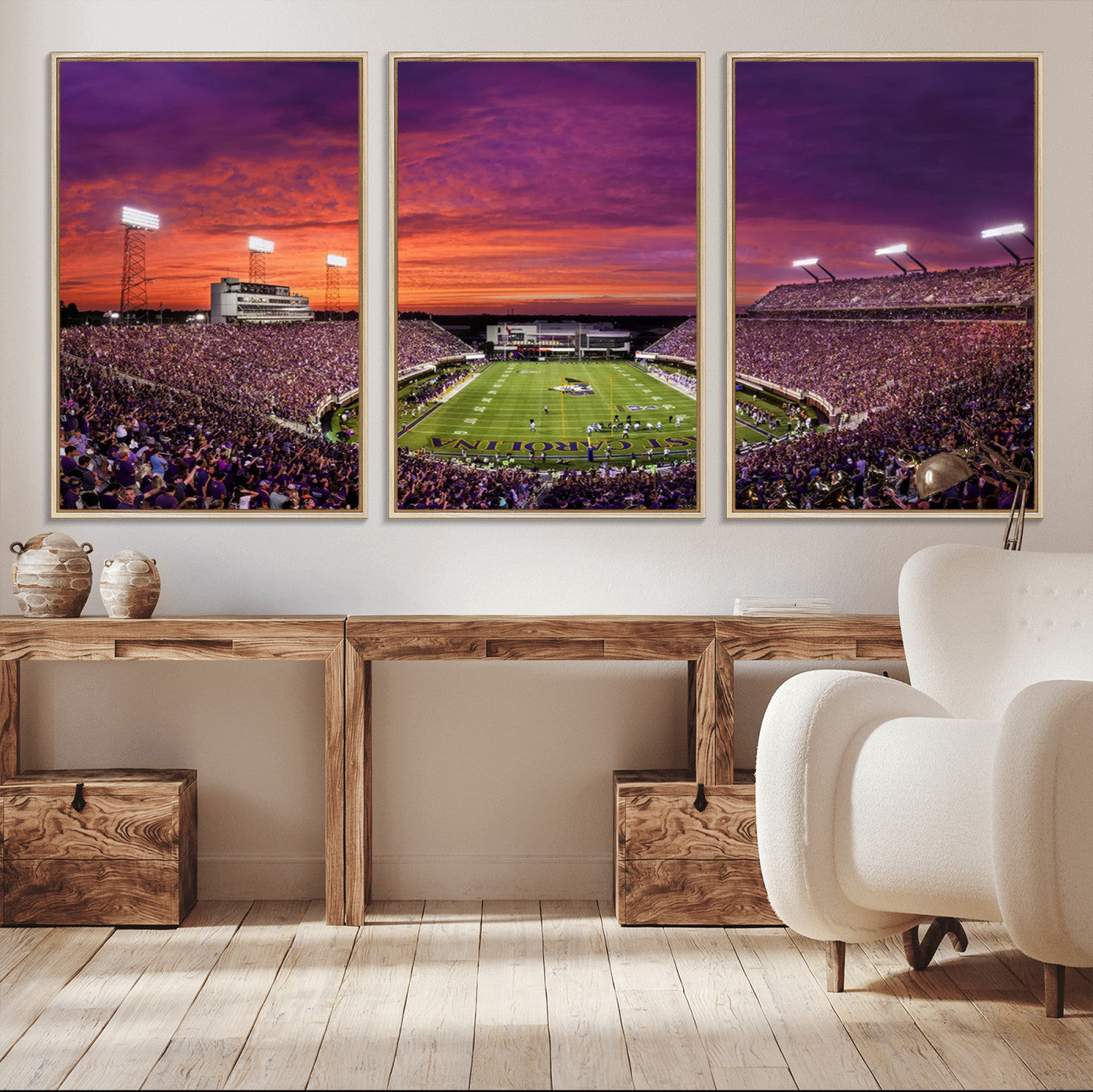 MGV-FC-60X30-3P - East Carolina University Pirates Football Print Canvas- Greenville Dowdy-Ficklen Stadium Wall Art