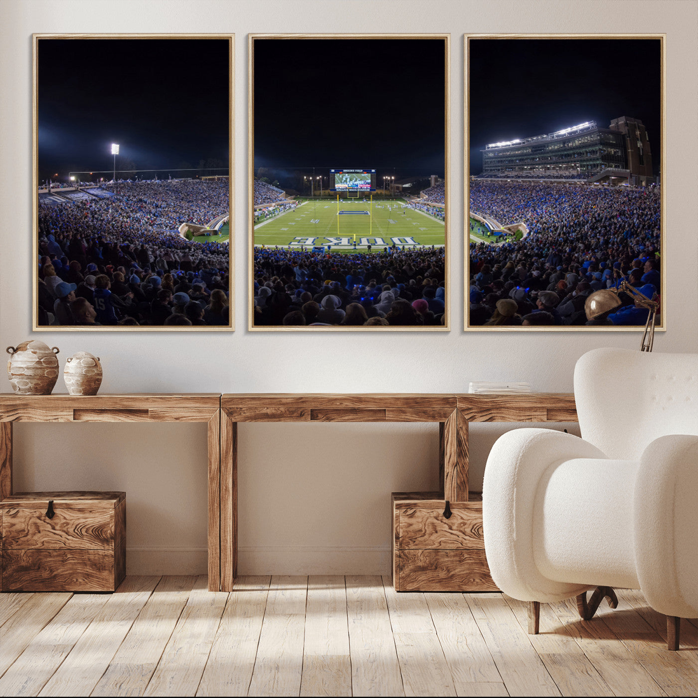 MGV-FC-60X30-3P - Duke University Blue Devils Football Team Print - Durham Wallace Wade Stadium Wall Art Canvas Print