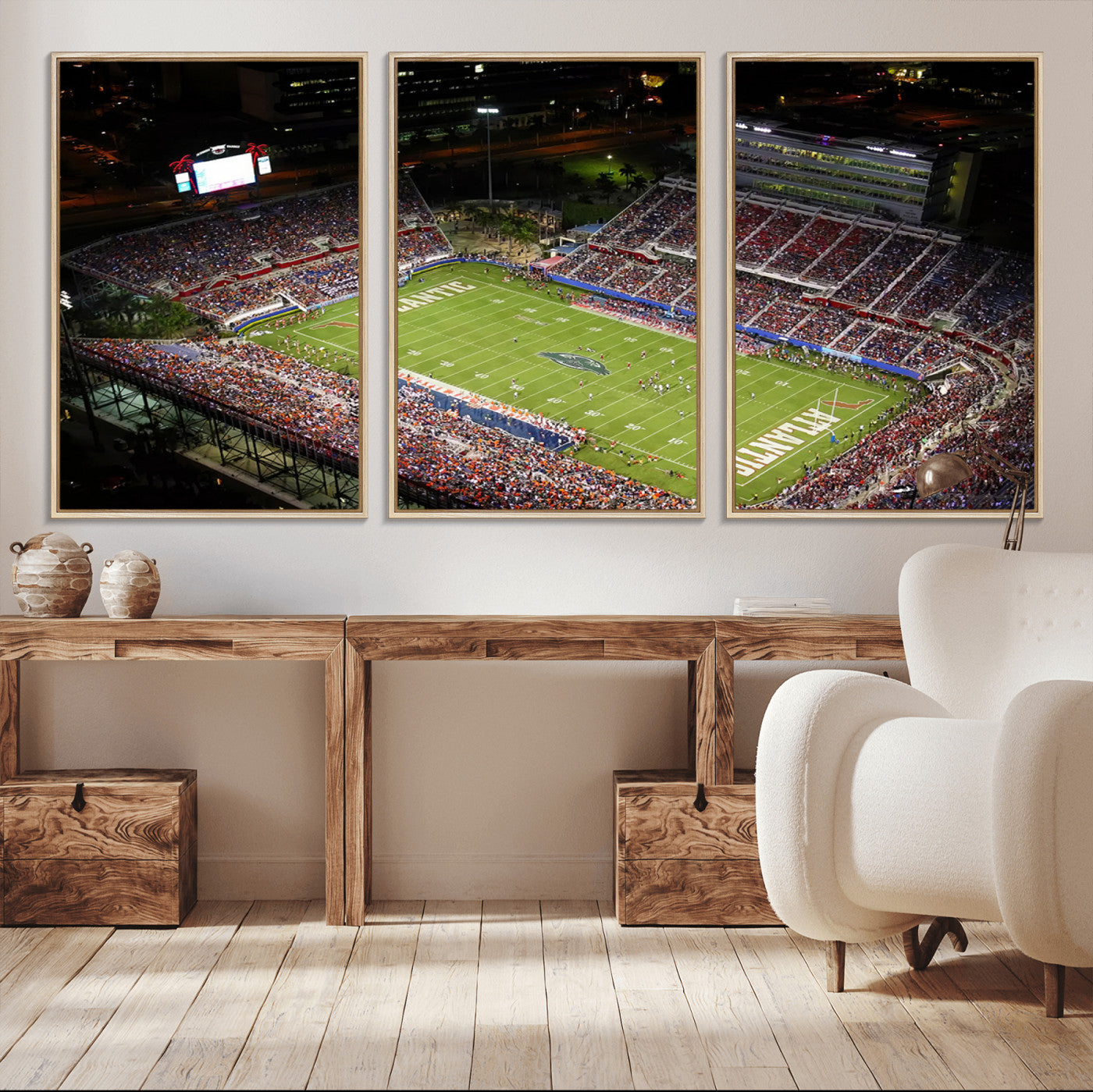 MGV-FC-60X30-3P - Florida Atlantic University Owls Canvas Print, Football Team Print - Boca Raton FAU Stadium Wall Art