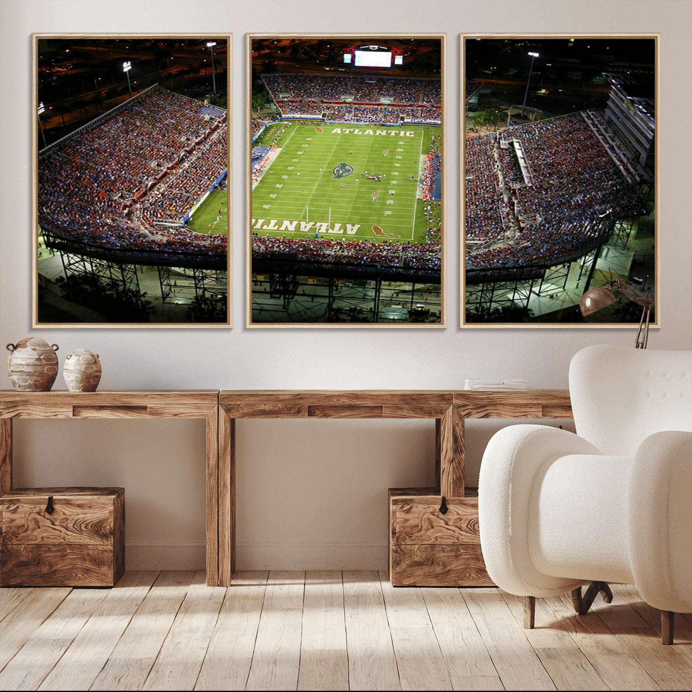 MGV-FC-60X30-3P - Florida Atlantic University Owls Football Team Print - Boca Raton FAU Stadium Wall Art Canvas Print