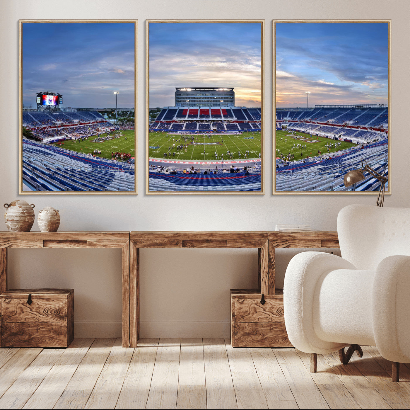 MGV-FC-60X30-3P - Florida Atlantic University Owls Football Team Print - Boca Raton FAU Stadium Wall Art Canvas Print