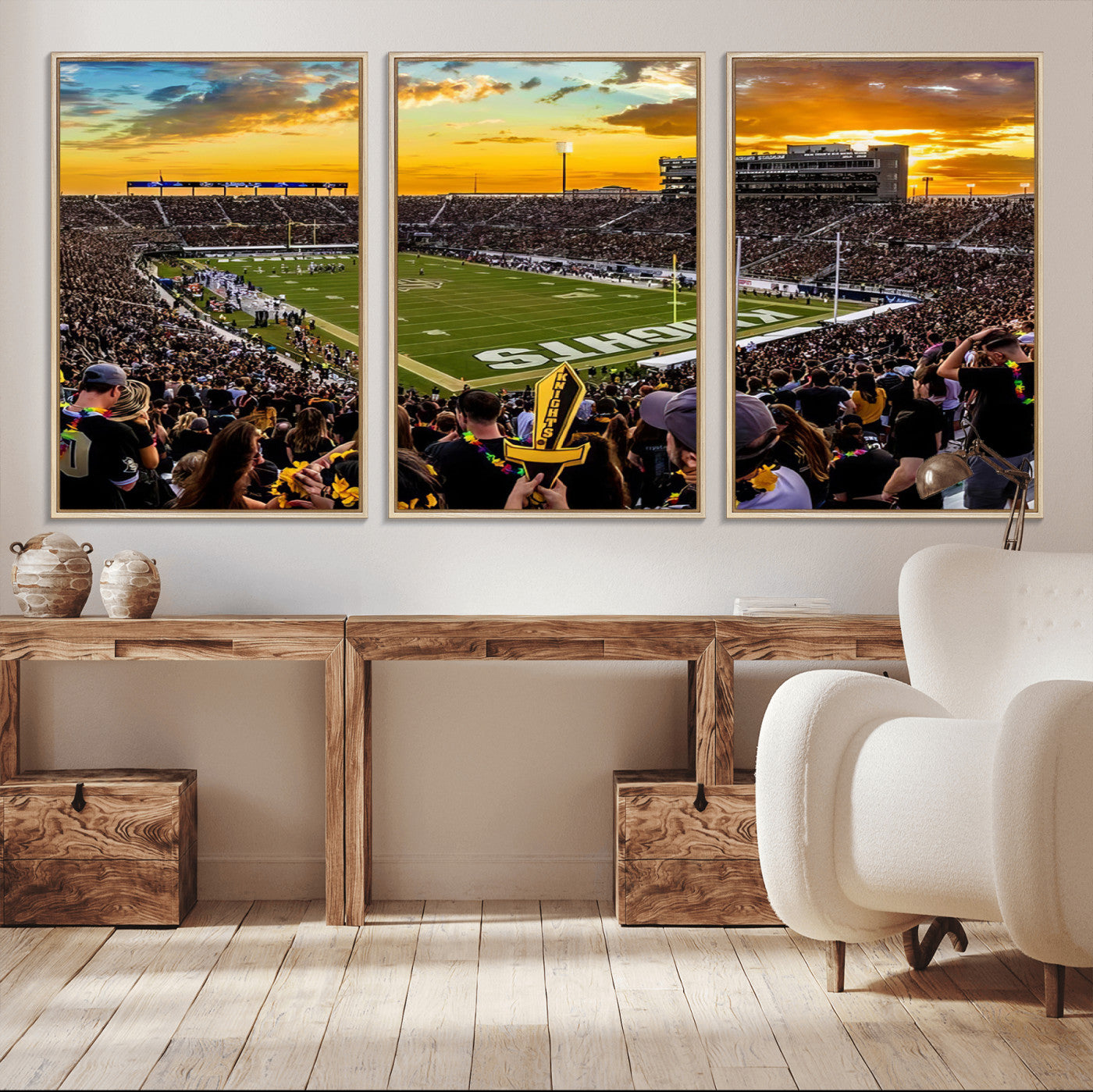 MGV-FC-60X30-3P - UCF Knights Football Team Print - Orlando FBC Mortgage Stadium, UCF Knights Wall Art Canvas Print