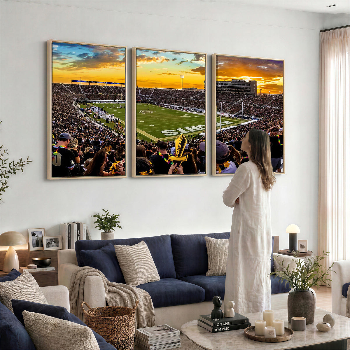 66803-MGV-CV-36X24 - UCF Knights Football Team Print - Orlando FBC Mortgage Stadium, UCF Knights Wall Art Canvas Print