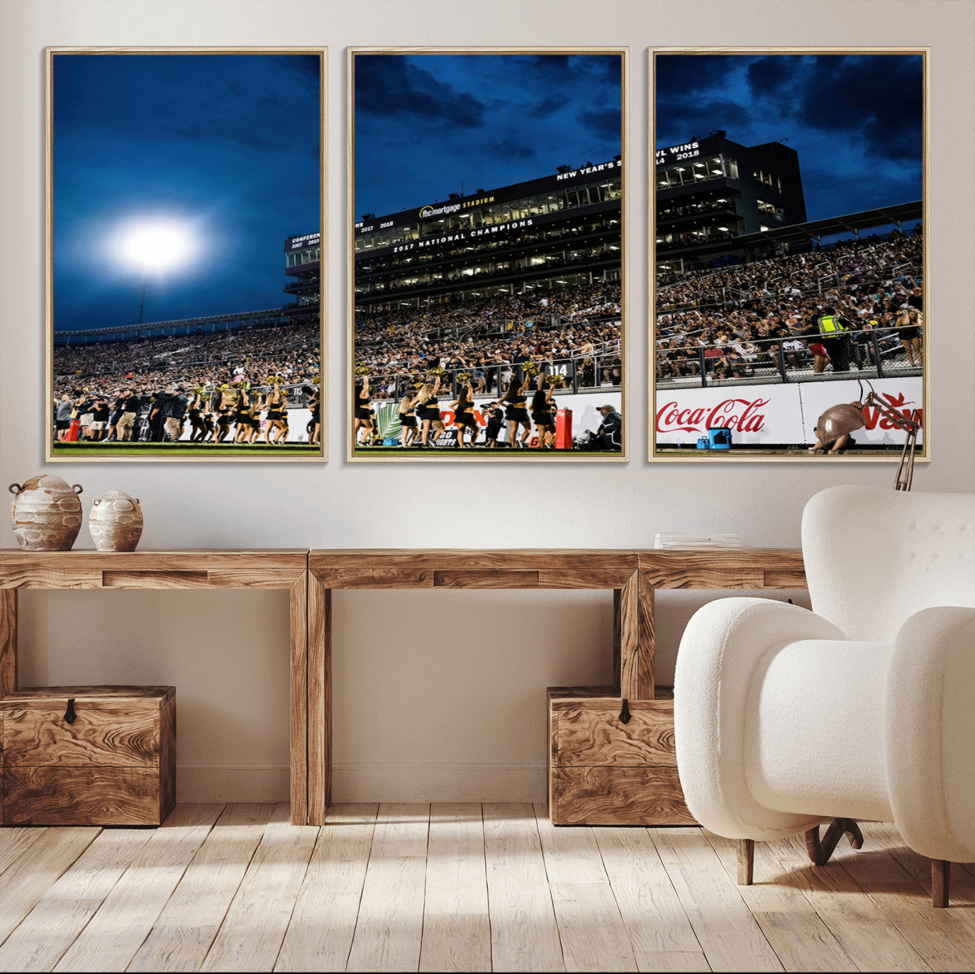 MGV-FC-60X30-3P - UCF Knights Football Team Print - Orlando FBC Mortgage Stadium Wall Art Canvas Print