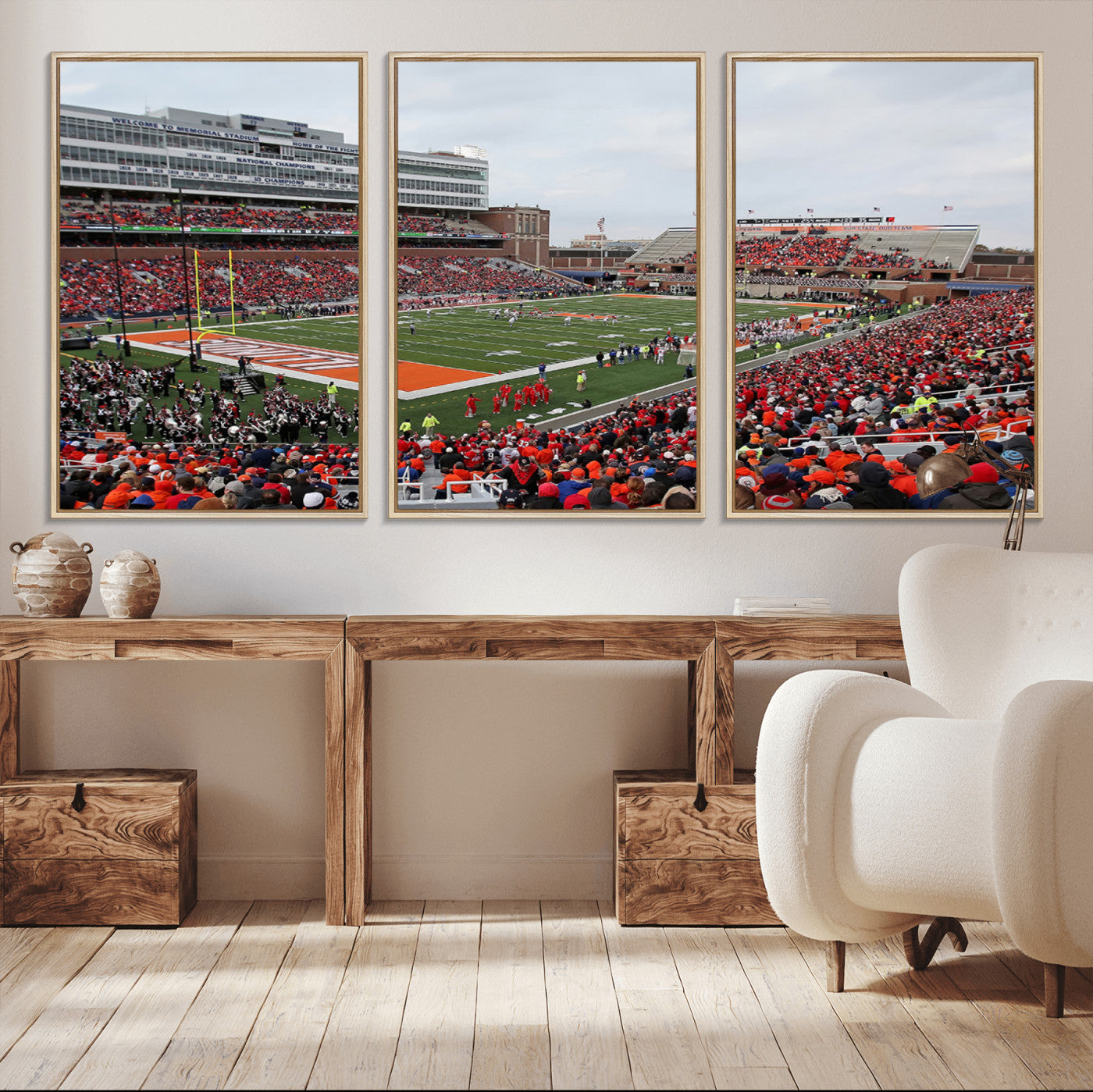 MGV-FC-60X30-3P - University of Illinois Fighting Illini Football Team Print - Champaign Illinois Memorial Stadium