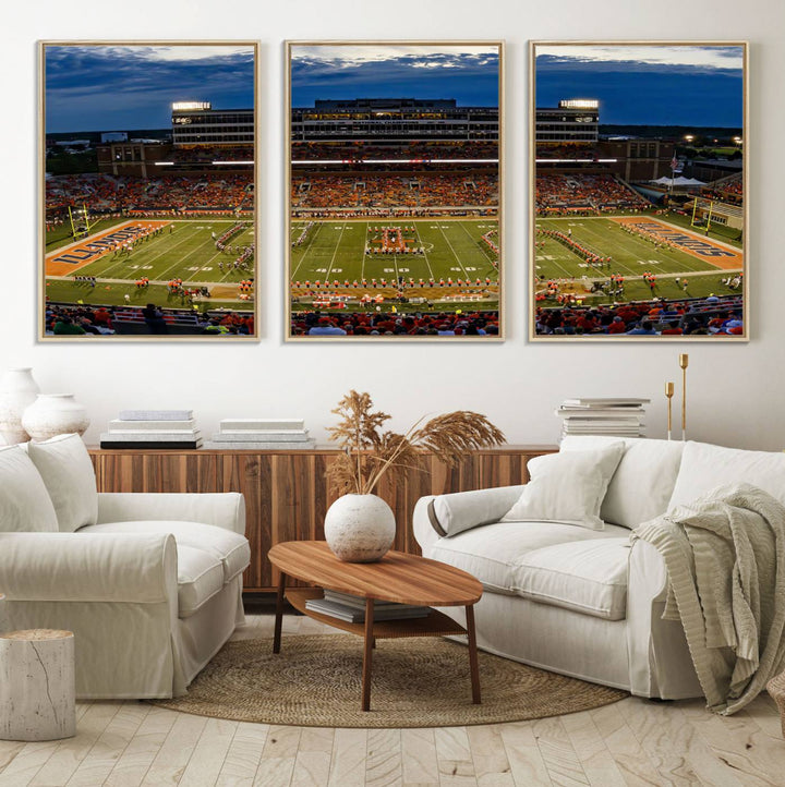 The University of Illinois band is depicted on a gallery-quality canvas wall art print.