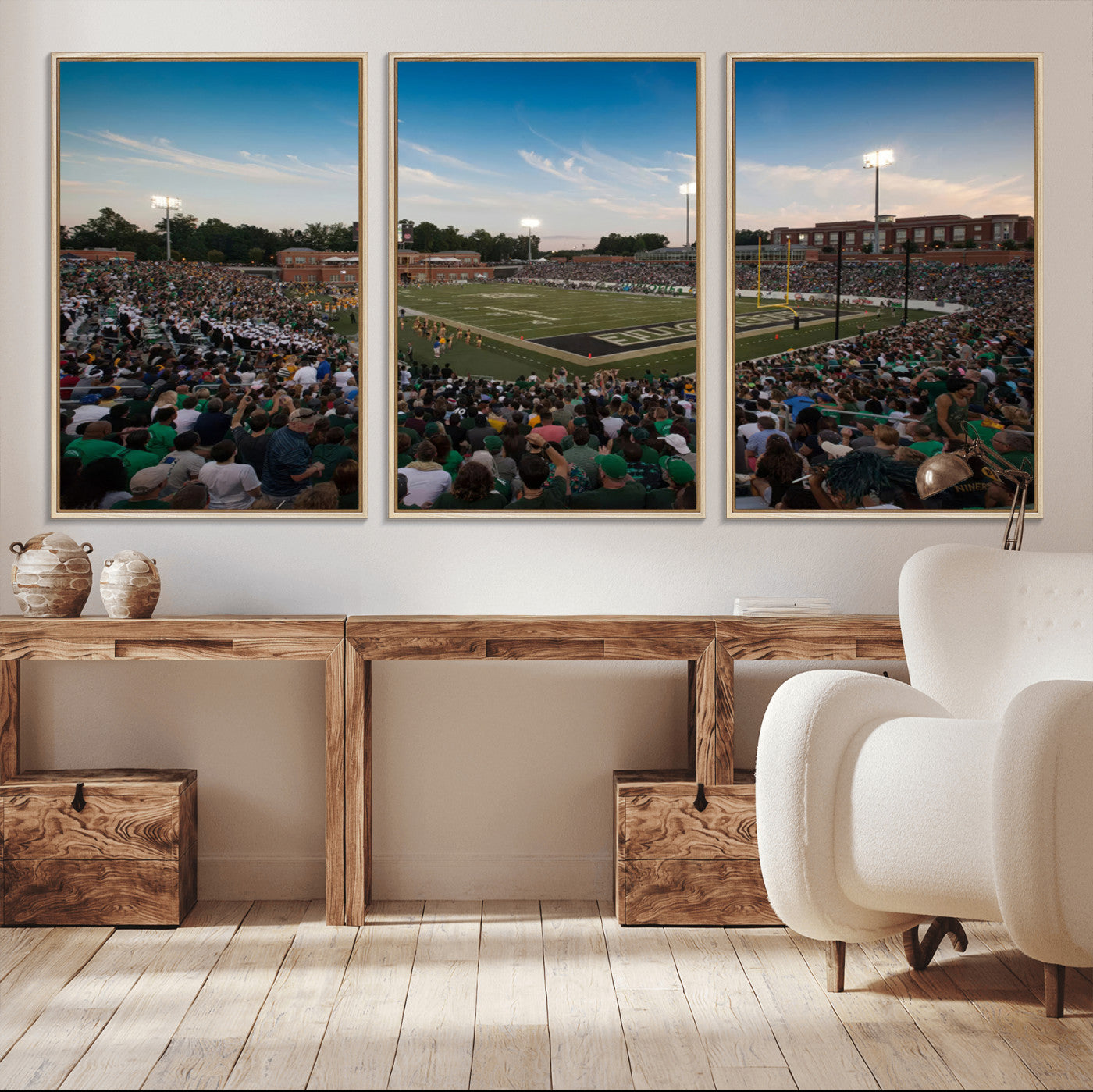 12290-MGV-CV-36X24-University of Charlotte 49ers Football Team Print - Charlotte Jerry Richardson Stadium Wall Art