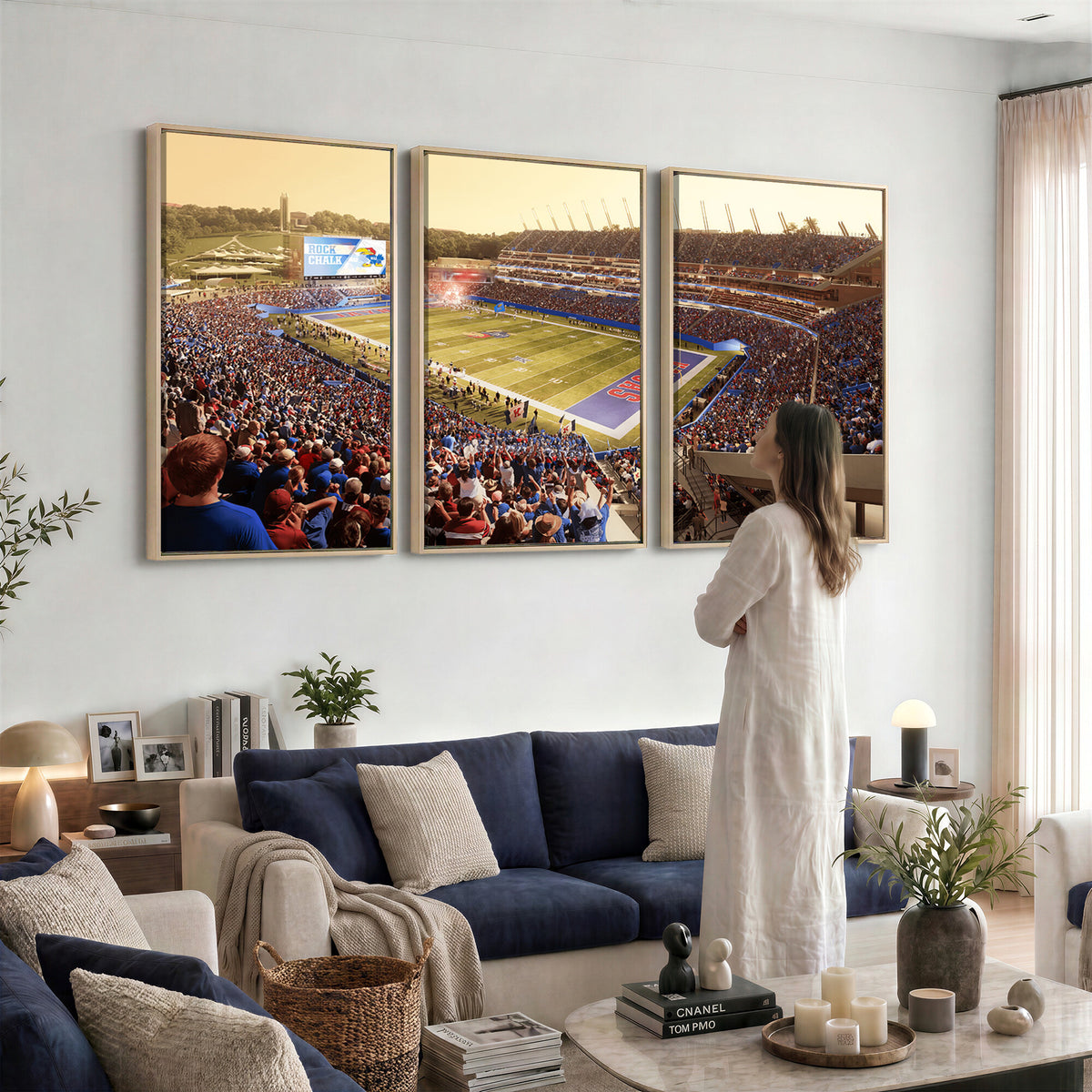 71731-MGV-CV-36X24 - University of Kansas Jayhawks Football Team Print - Lawrence Kansas Memorial Stadium Wall Art Canvas