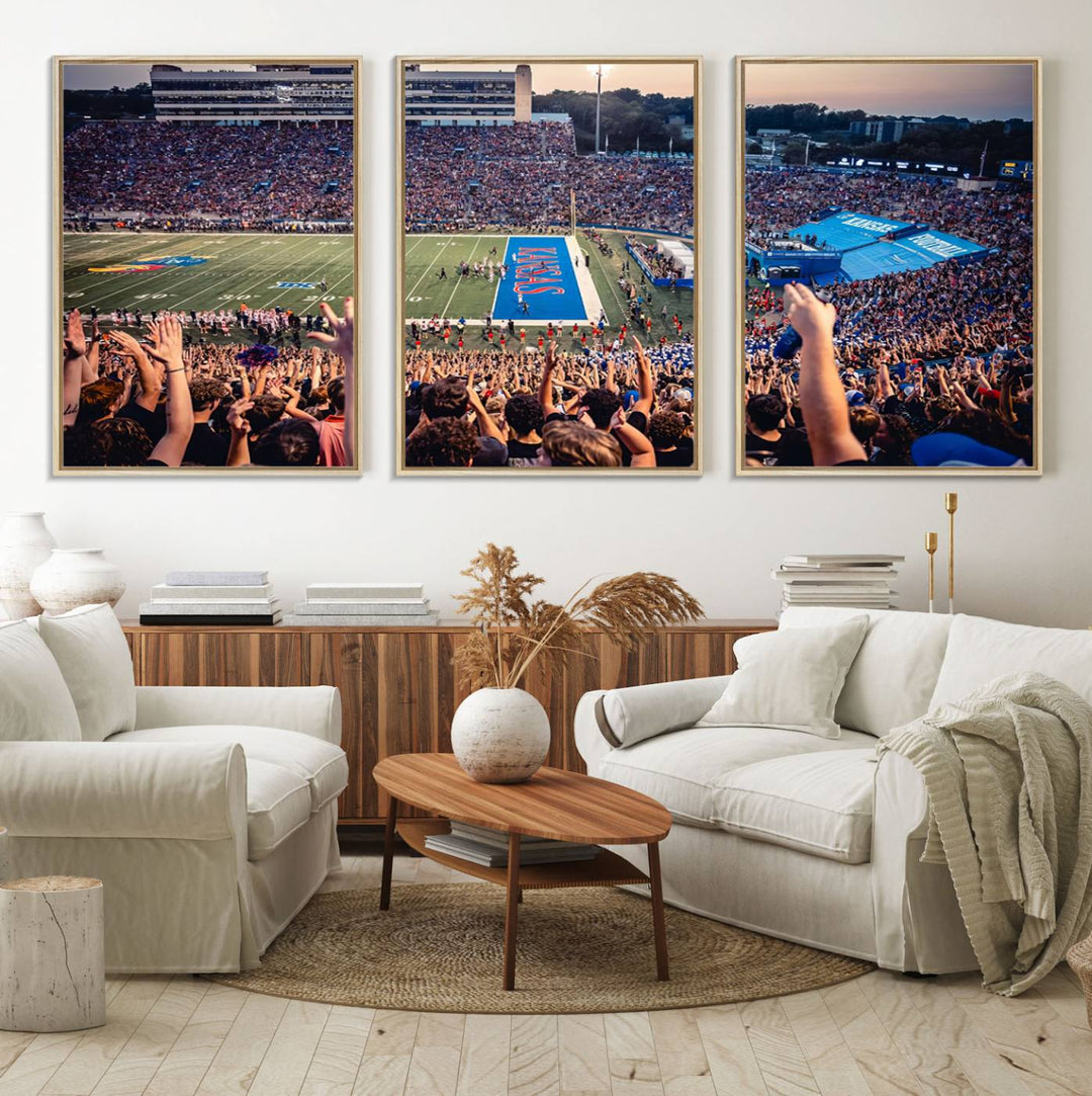 A canvas print of the University of Kansas Jayhawks Football Team.