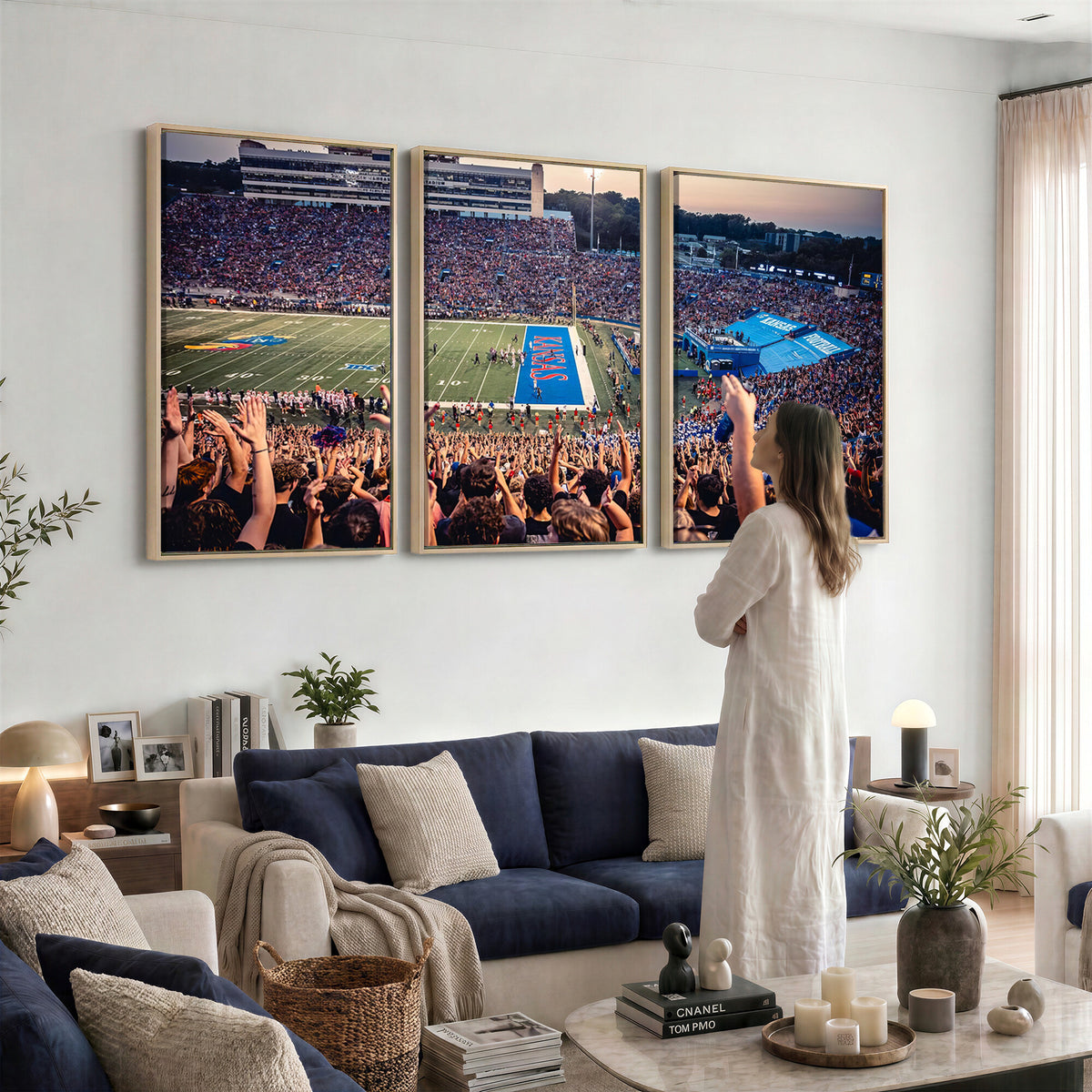 40169-MGV-CV-36X24 - University of Kansas Jayhawks Football Team Art Print - Lawrence Kansas Memorial Stadium Wall Art