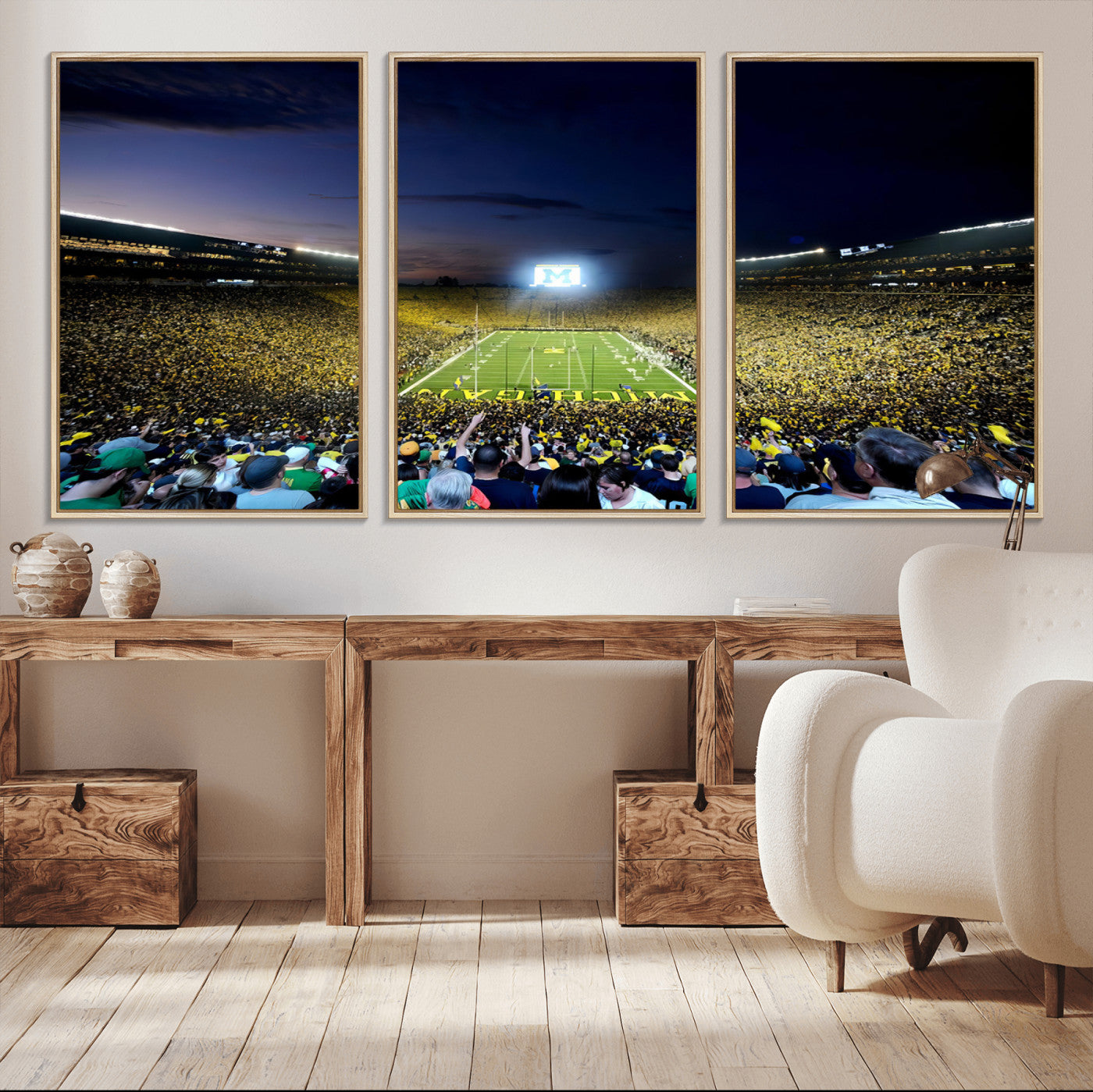MGV-FC-60X30-3P - University of Michigan Wolverines Football Team Print - Ann Arbor Michigan Stadium Canvas Print