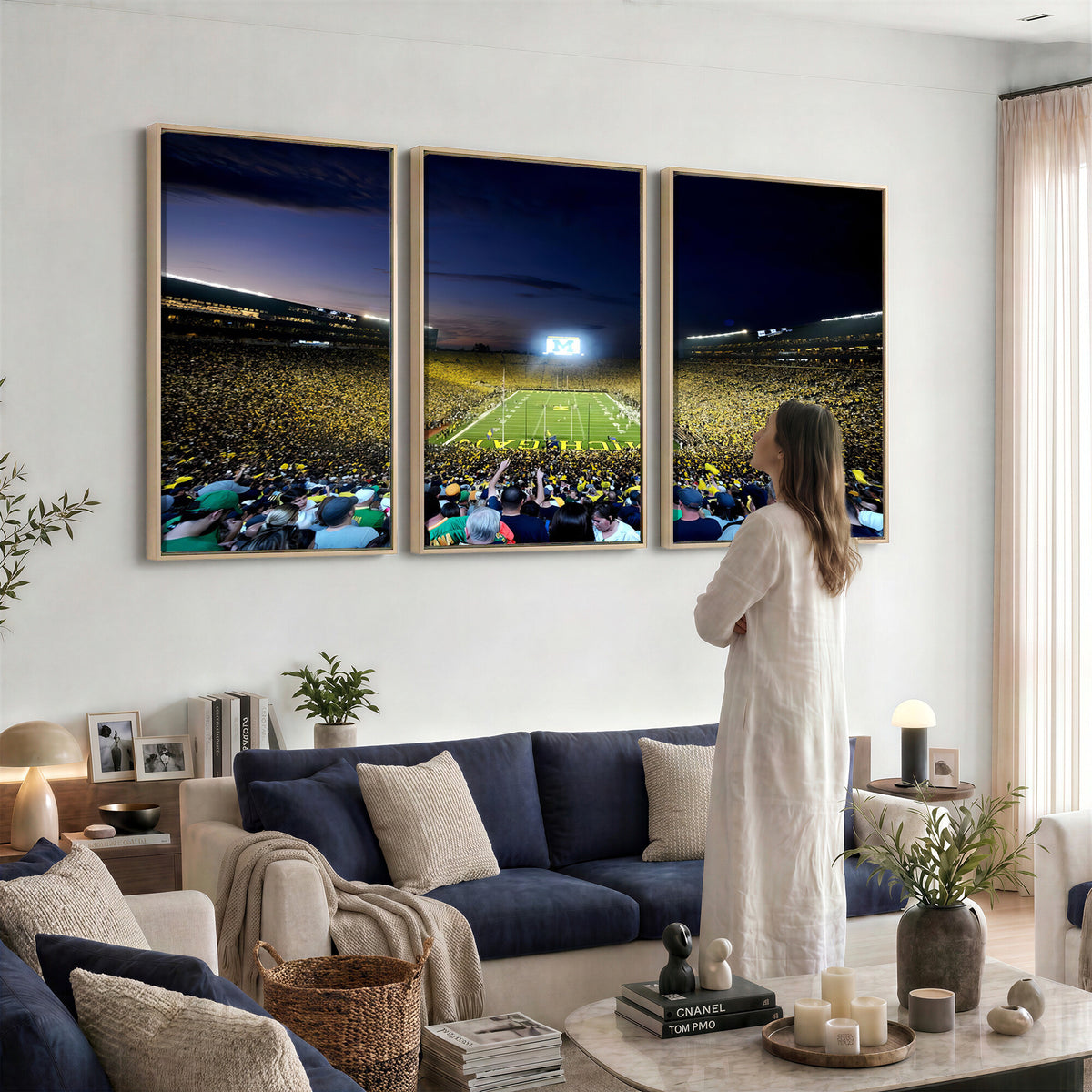 22115-MGV-CV-36X24 - University of Michigan Wolverines Football Team Print - Ann Arbor Michigan Stadium Canvas Print