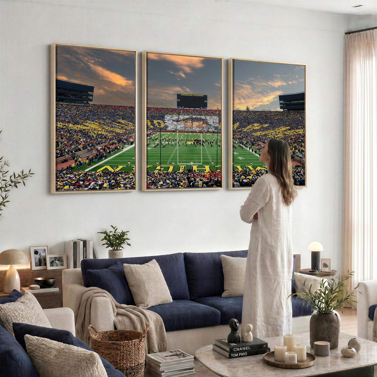 81843-MGV-CV-36X24 - University of Michigan Wolverines Print Canvas, Football Team Print - Ann Arbor Michigan Stadium