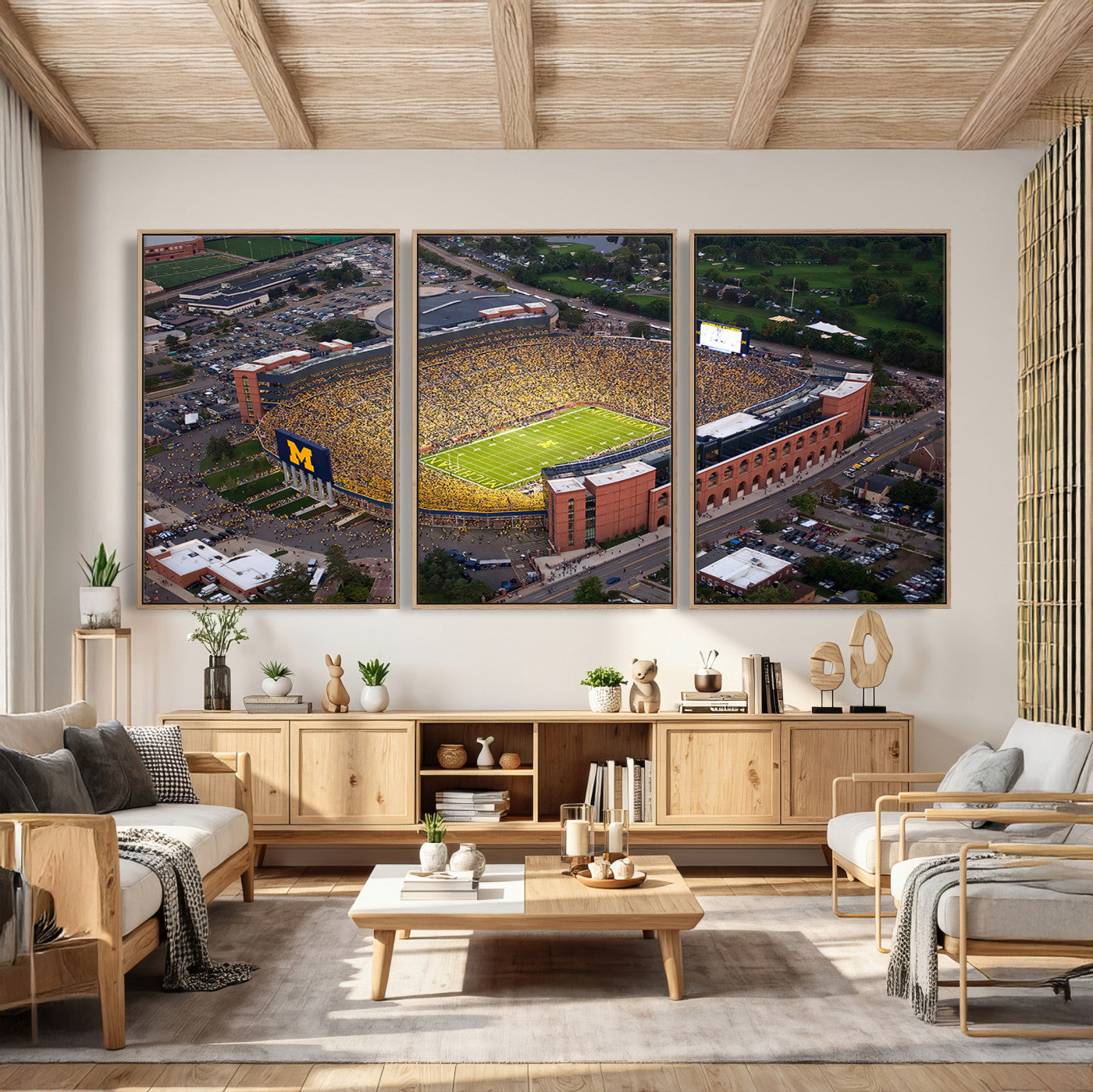 95248-PAN-FL-20X10 - University of Michigan Wolverines Football Team Print - Ann Arbor Michigan Stadium Wall Art Canvas