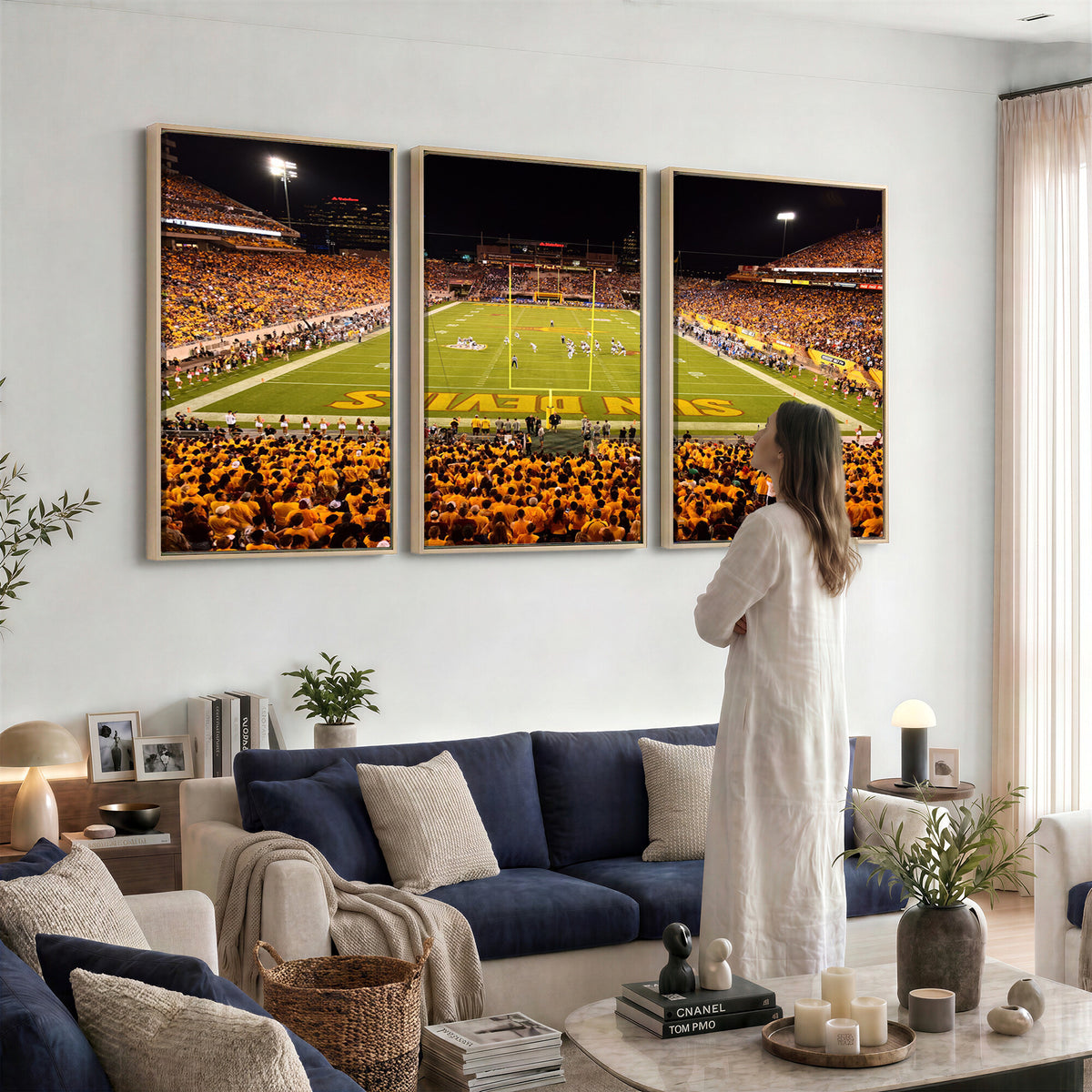21588-MGV-CV-36X24 - ASU Sun Devils Football Team Print - Phoenix Mountain America Stadium Wall Art Canvas Print