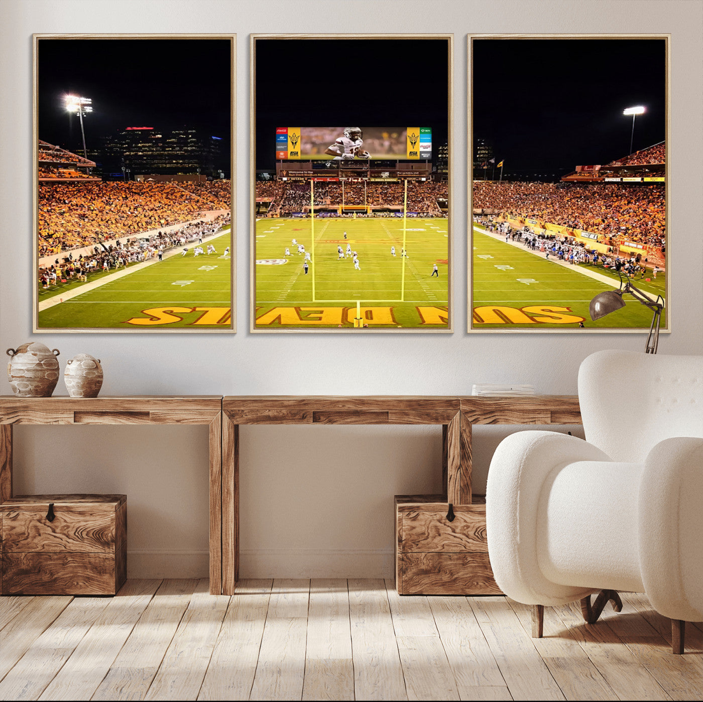 MGV-FC-60X30-3P - ASU Sun Devils Football Team Print - Phoenix Mountain America Stadium Canvas Print