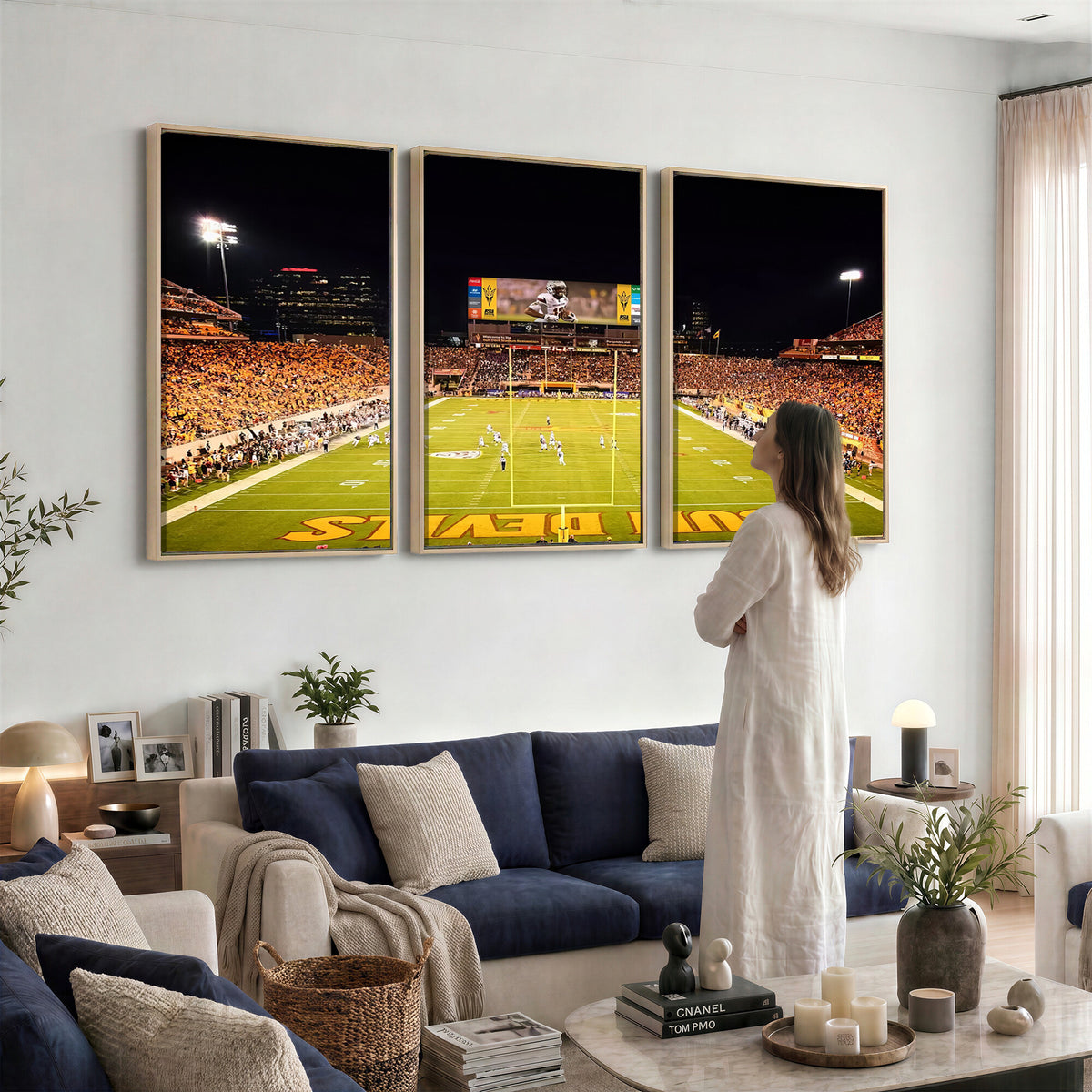 87612-MGV-CV-36X24 - ASU Sun Devils Football Team Print - Phoenix Mountain America Stadium Canvas Print