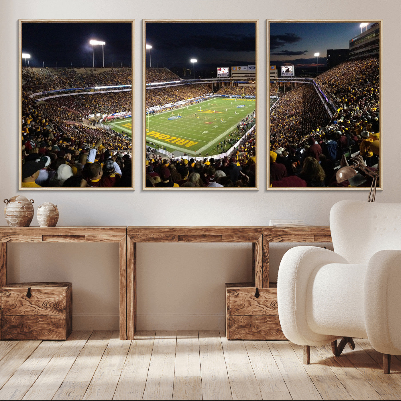 MGV-FC-60X30-3P - ASU Sun Devils Football Team Print Canvas - Phoenix Mountain America Stadium Wall Art Canvas Print