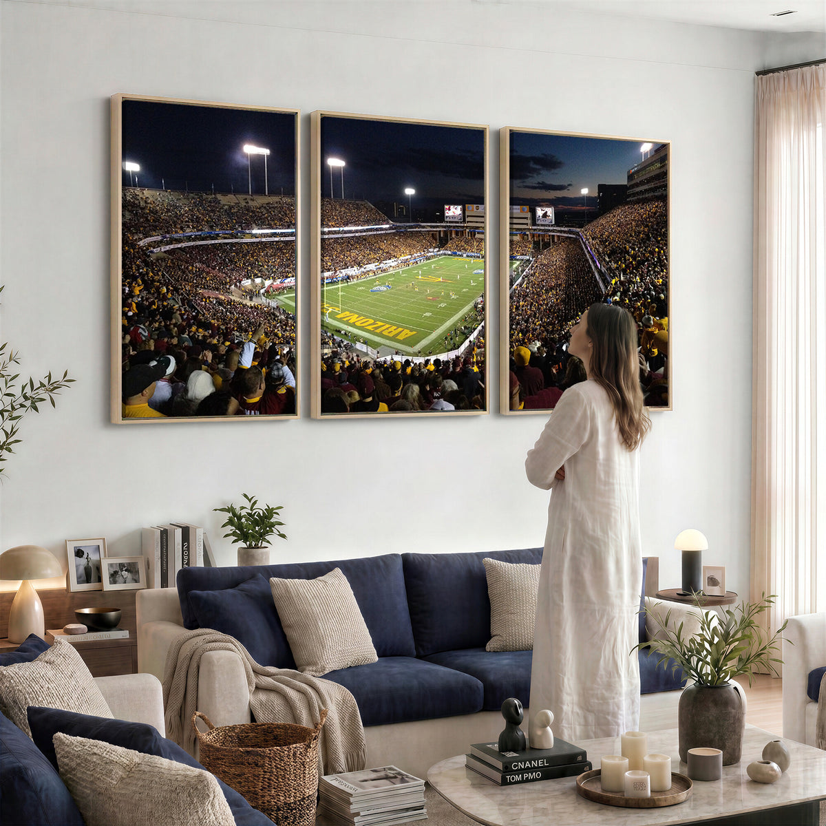 75716-MGV-CV-36X24 - ASU Sun Devils Football Team Print Canvas - Phoenix Mountain America Stadium Wall Art Canvas Print