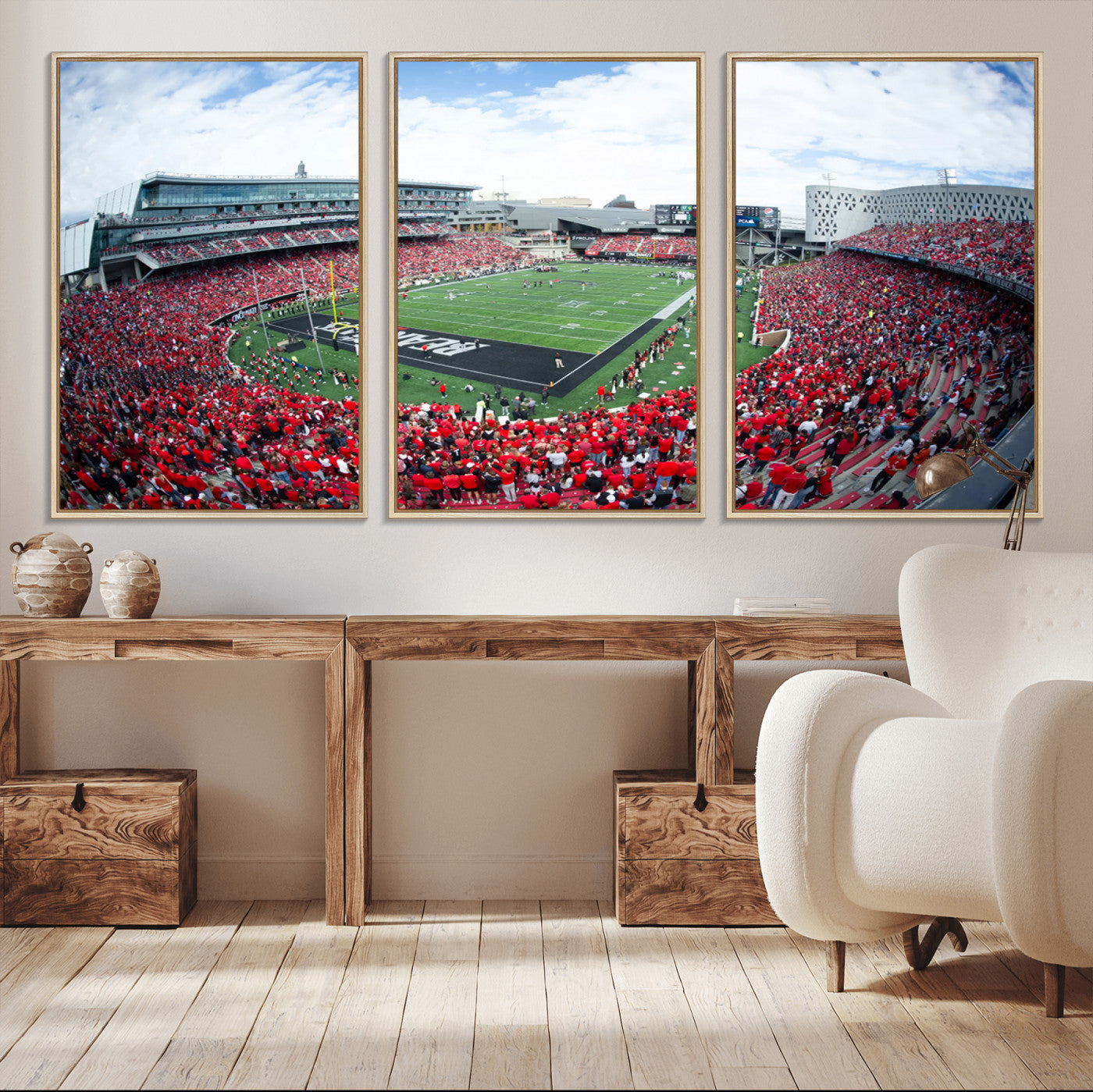 MGV-FC-60X30-3P - Cincinnati Bearcats Football Team Print - Nippert Stadium Wall Art Canvas Print