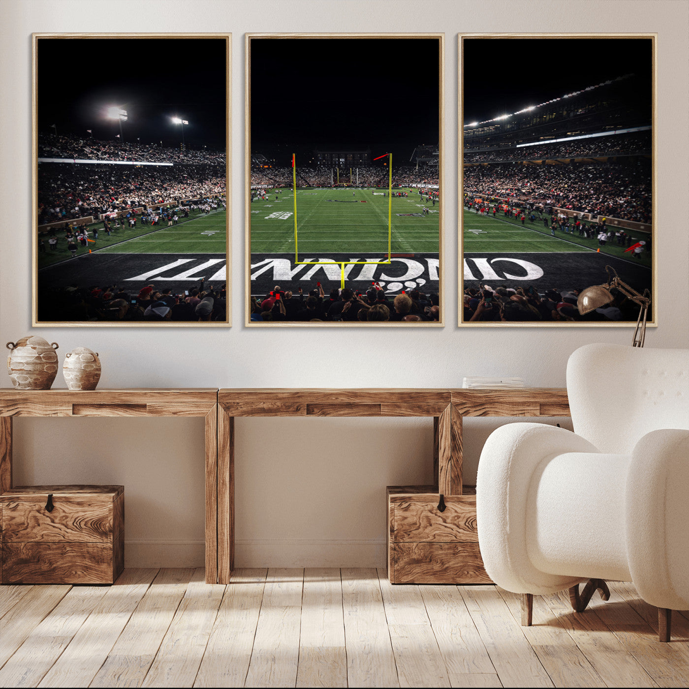 MGV-FC-60X30-3P - Cincinnati Bearcats Football Team Print - Nippert Stadium Wall Art Canvas Print