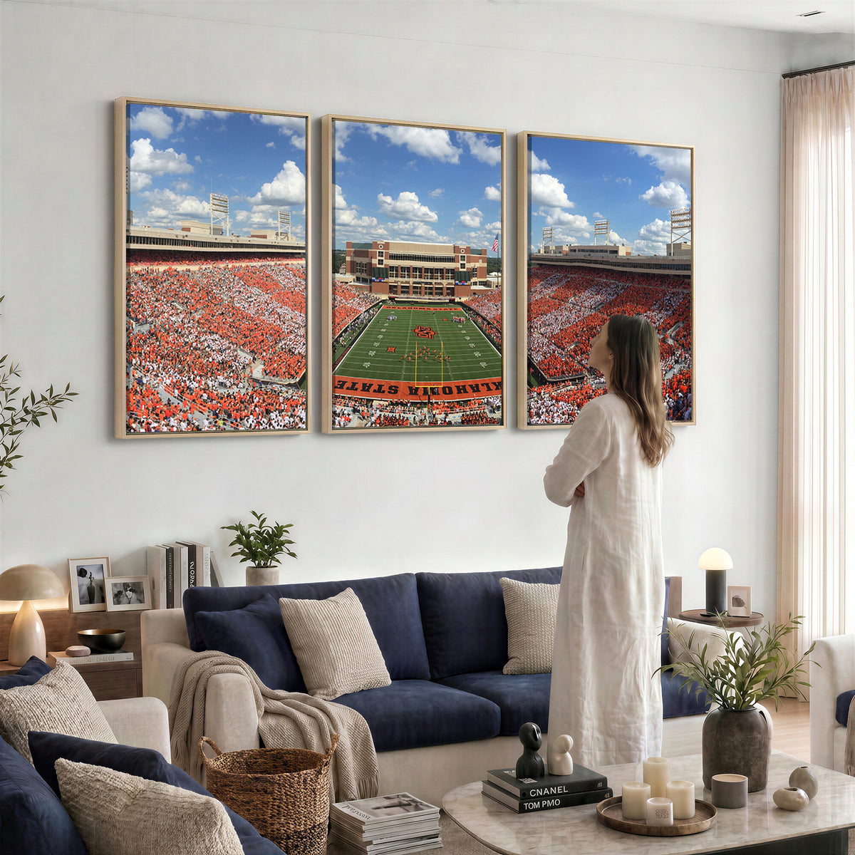 65192-MGV-CV-36X24 - Oklahoma State Cowboys Football Team Print - Stillwater Boone Pickens Stadium Wall Art Canvas Print