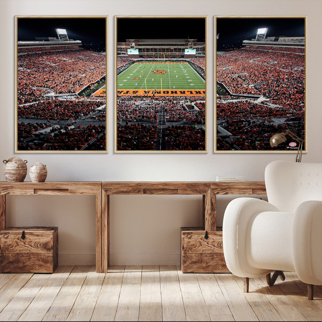 Oklahoma State Cowboys Canvas Print, Football Team Print - Stillwater Boone Pickens Stadium Wall Art Canvas Print