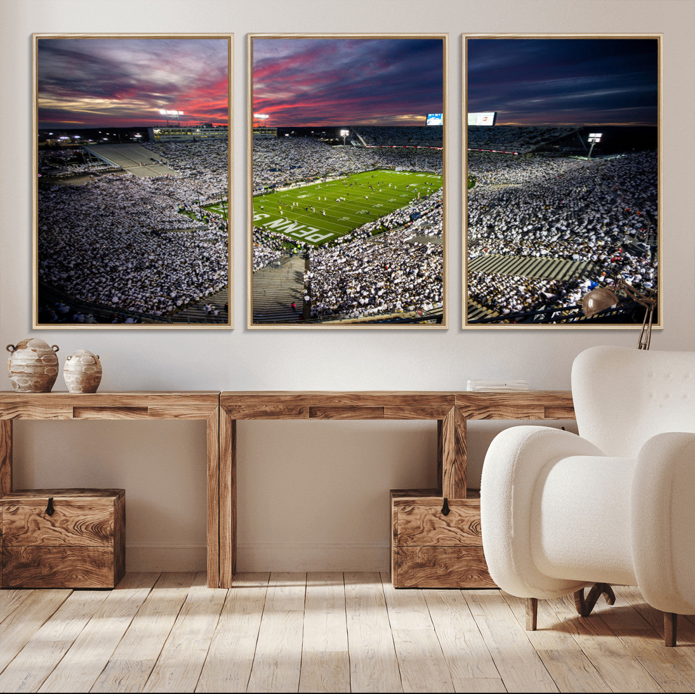 MGV-FC-60X30-3P - Penn State Nittany Lions Football Team Print - University Park Beaver Stadium Art Canvas Print