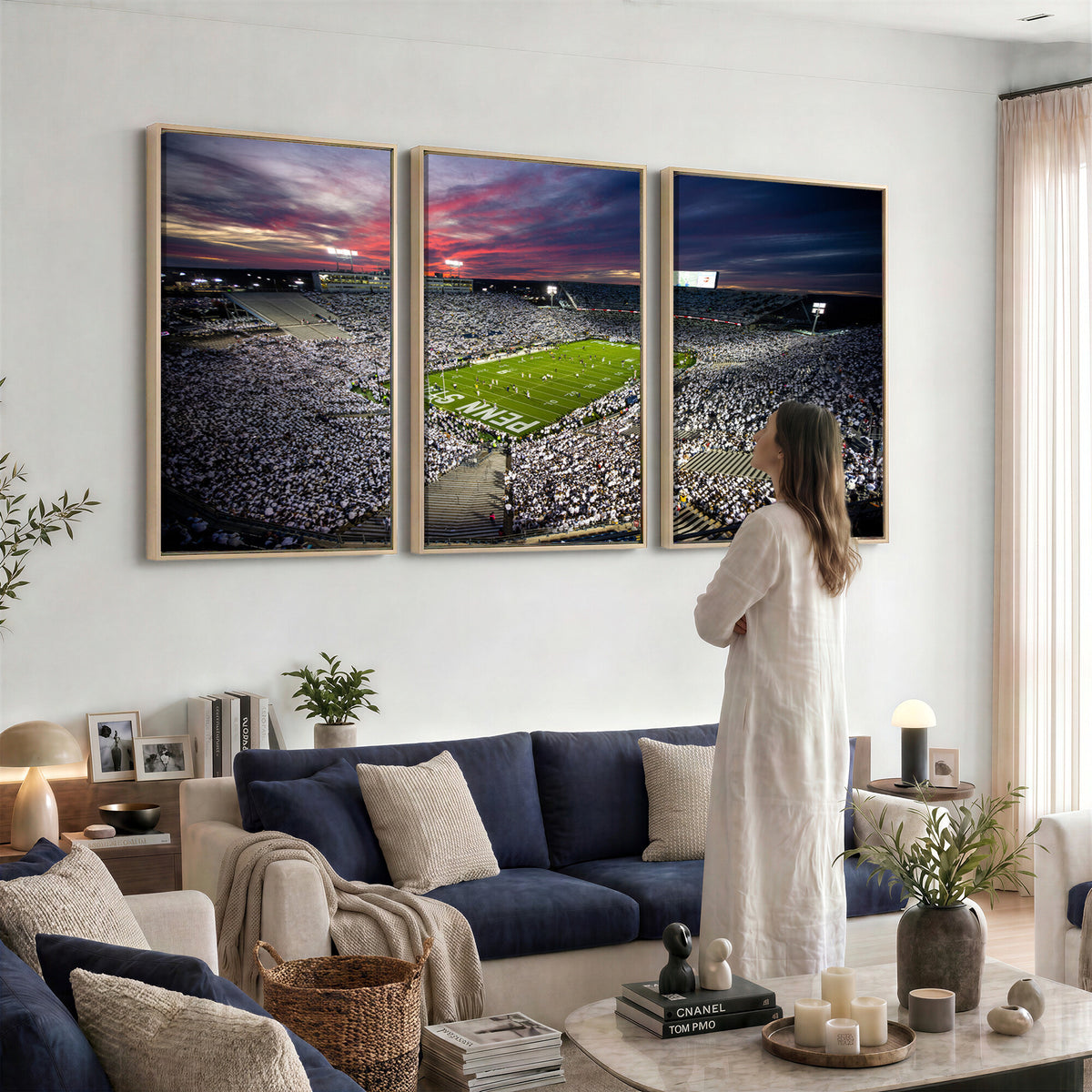 37304-MGV-CV-36X24 - Penn State Nittany Lions Football Team Print - University Park Beaver Stadium Art Canvas Print