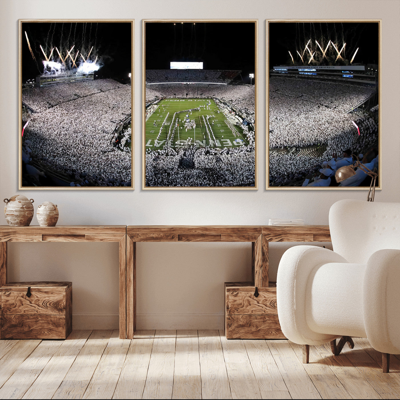 84537-MGV-FC-60X30-3P_Natural-Penn State Beaver Stadium Canvas Wall Art - Nittany Lions Football Print